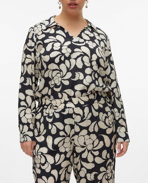 Imagen 0 de Camisa estampada abotonada de mujer de talla grande