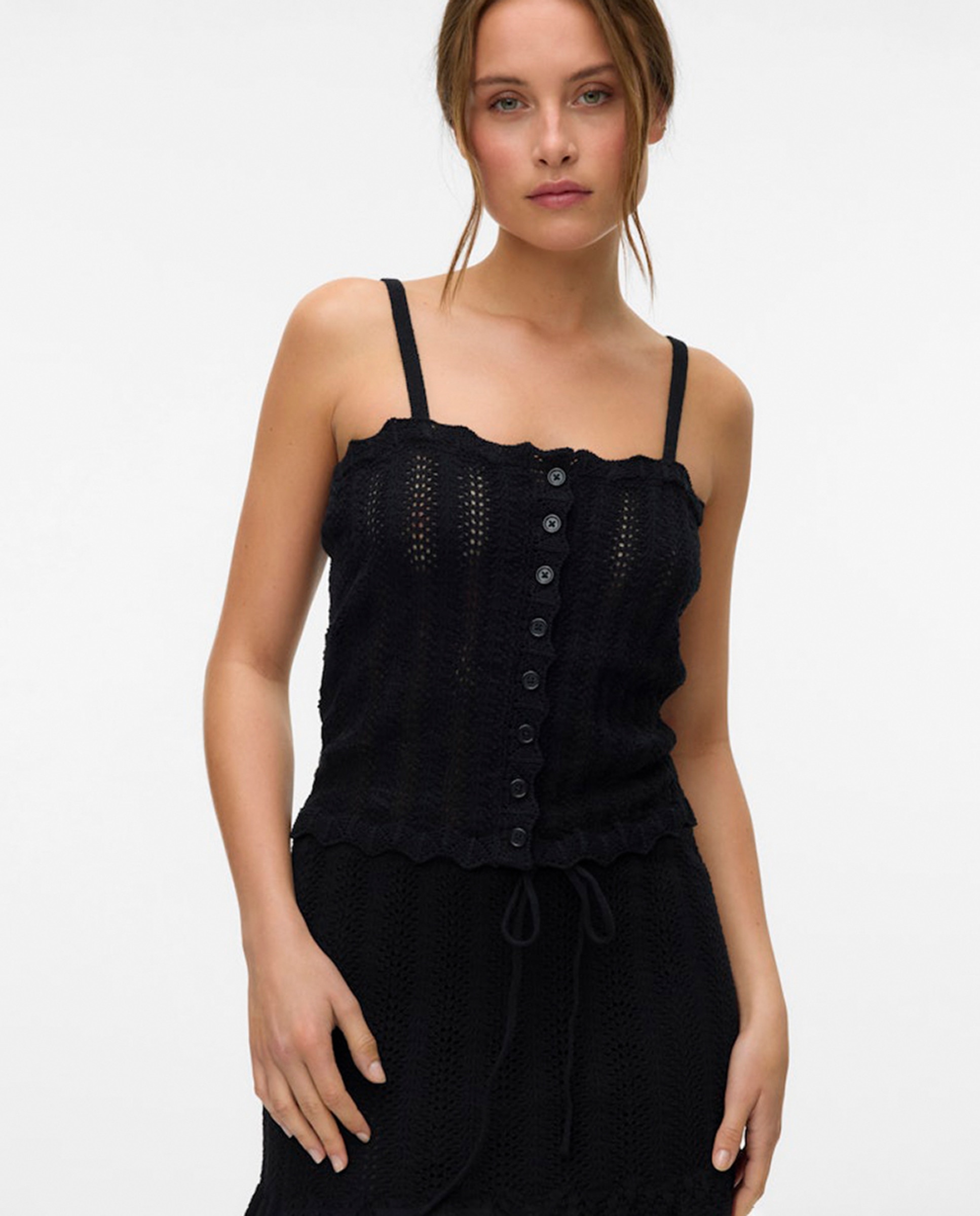 Top de Crochet com Botões Preto-3