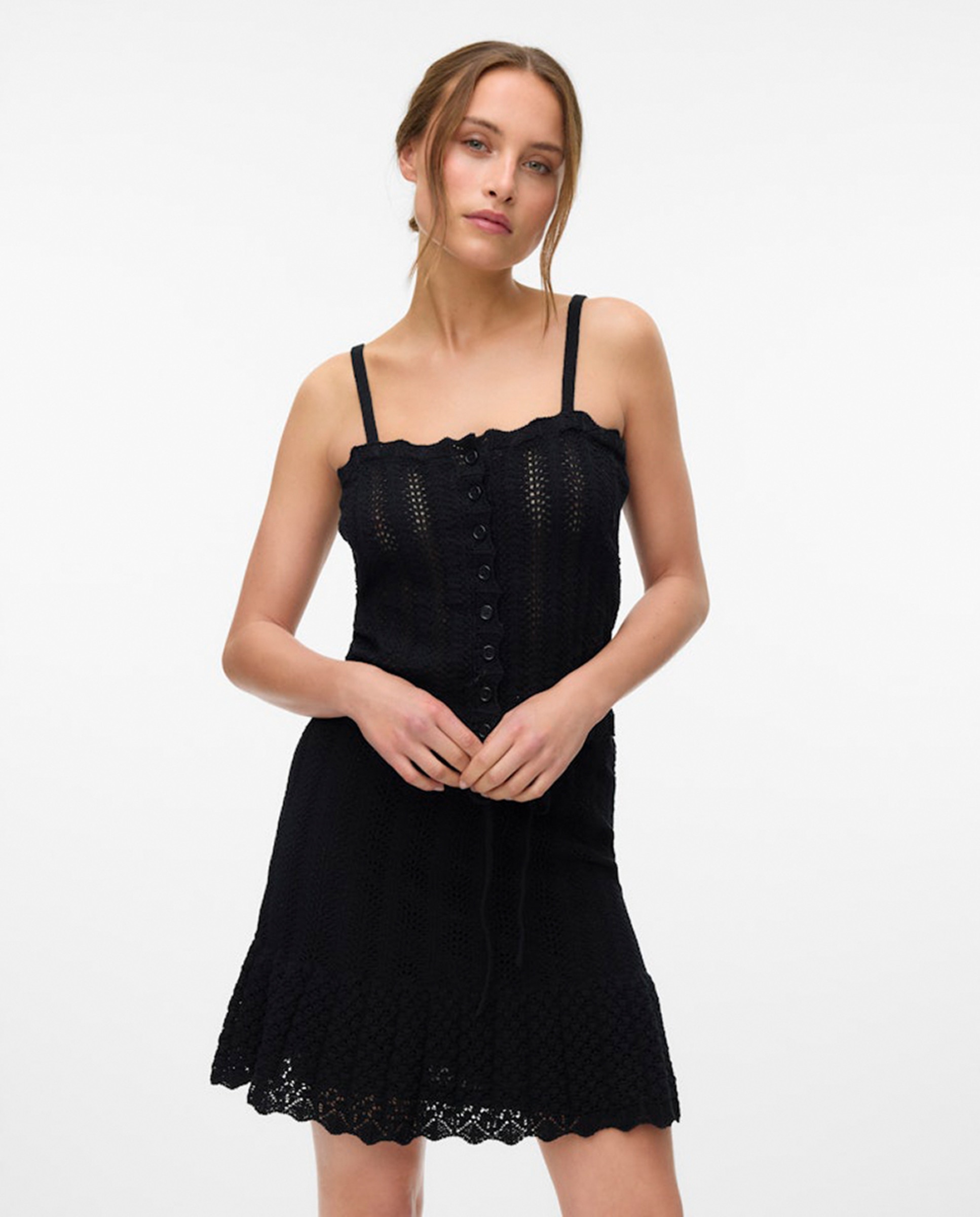 Top de Crochet com Botões Preto-1
