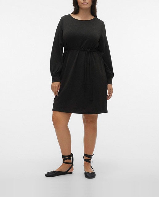 Imagen 0 de Vestido de punto con lazada de mujer talla grande