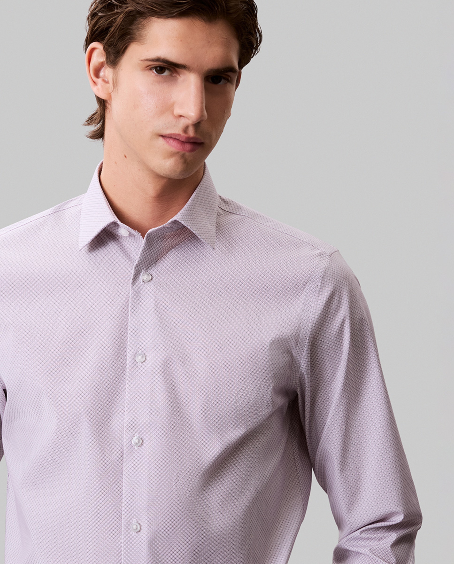Camisa Clássica com Estampado Lilás-5