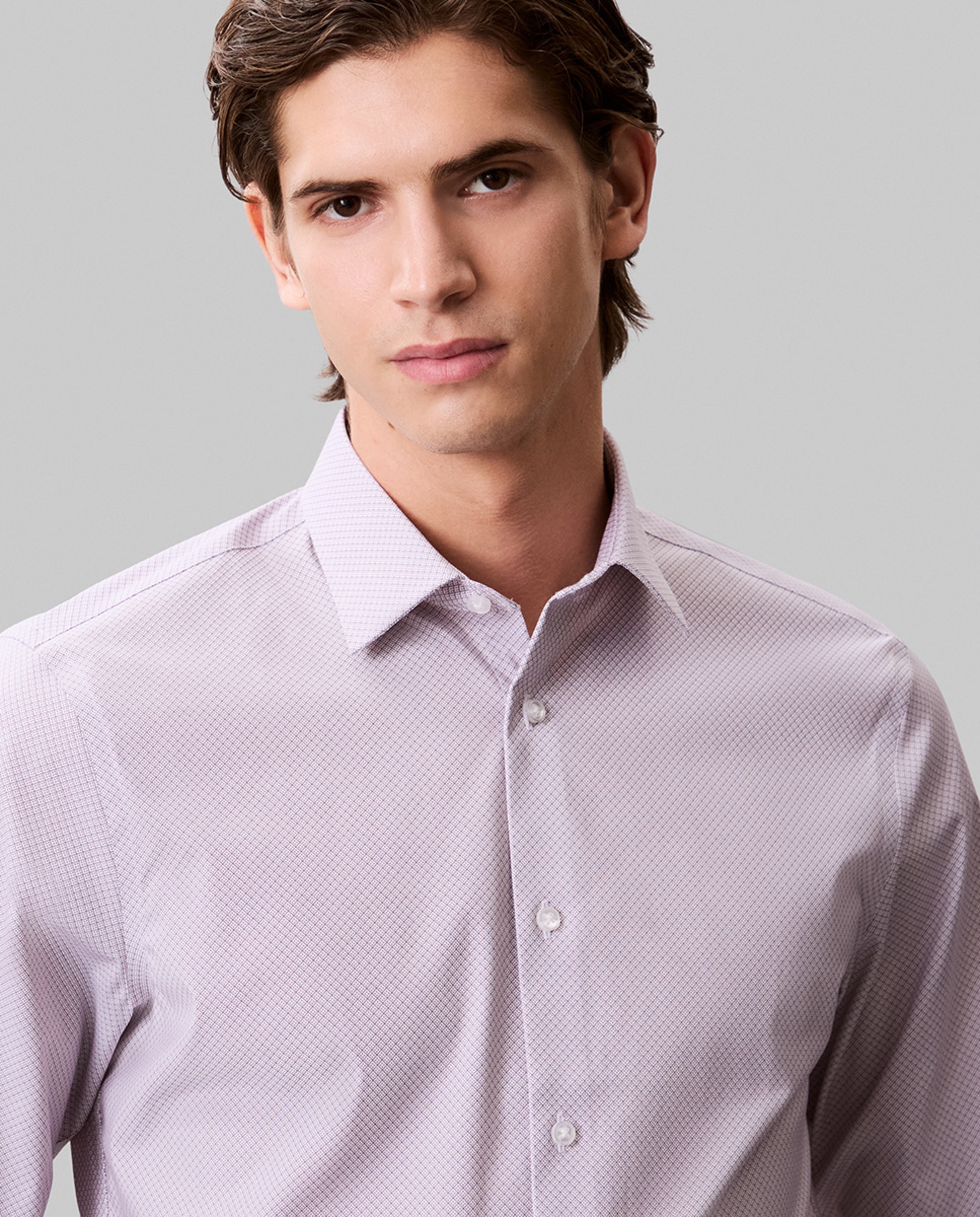Camisa Clássica com Estampado Lilás-4