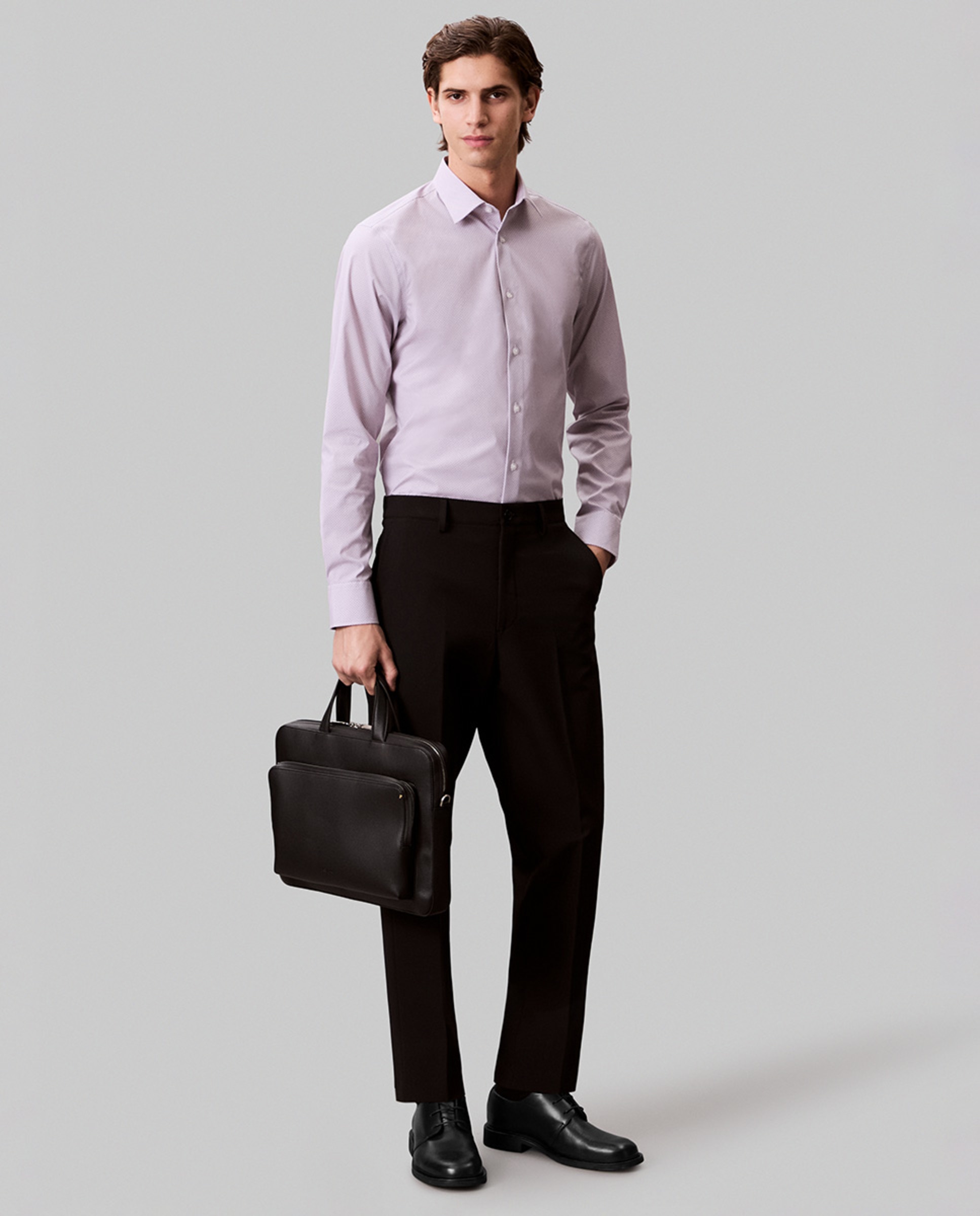 Camisa Clássica com Estampado Lilás-3