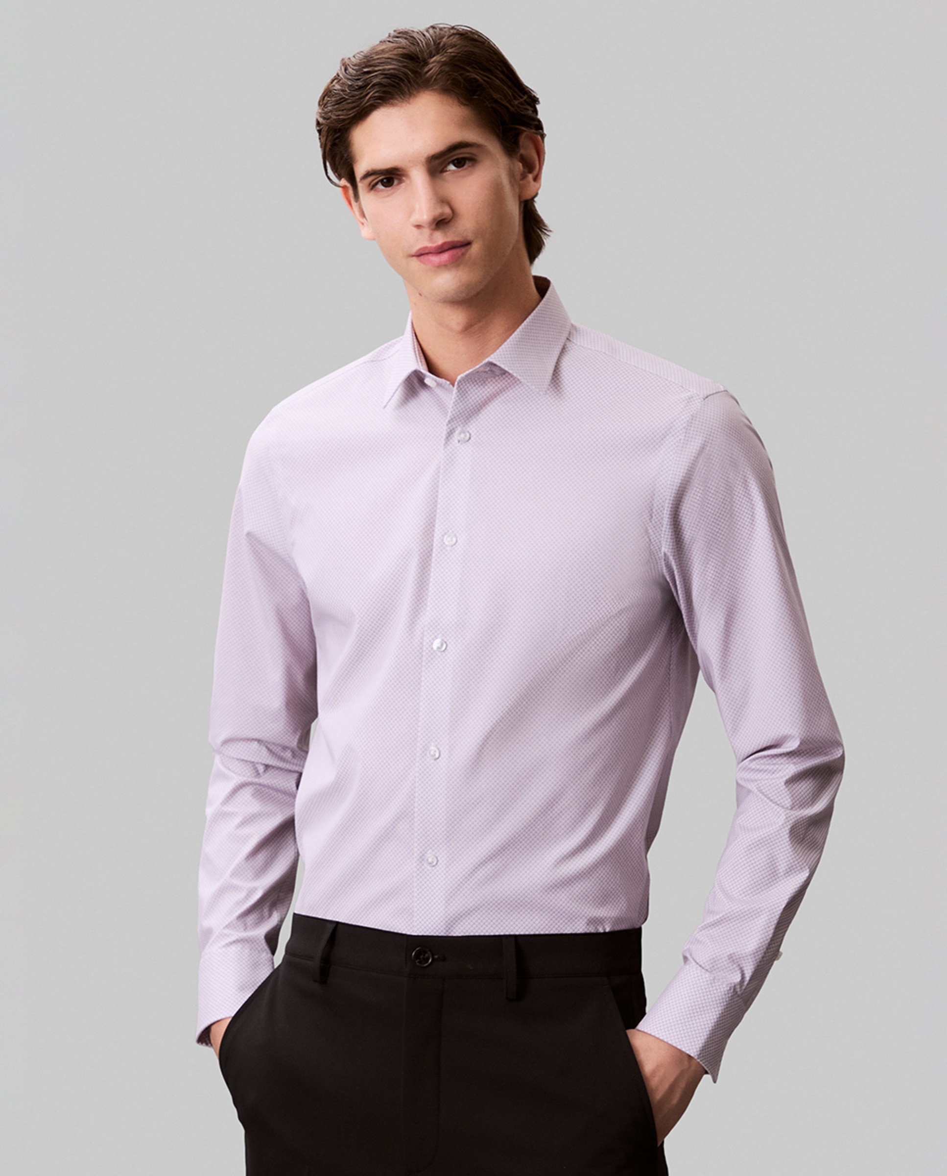 Camisa Clássica com Estampado Lilás-1