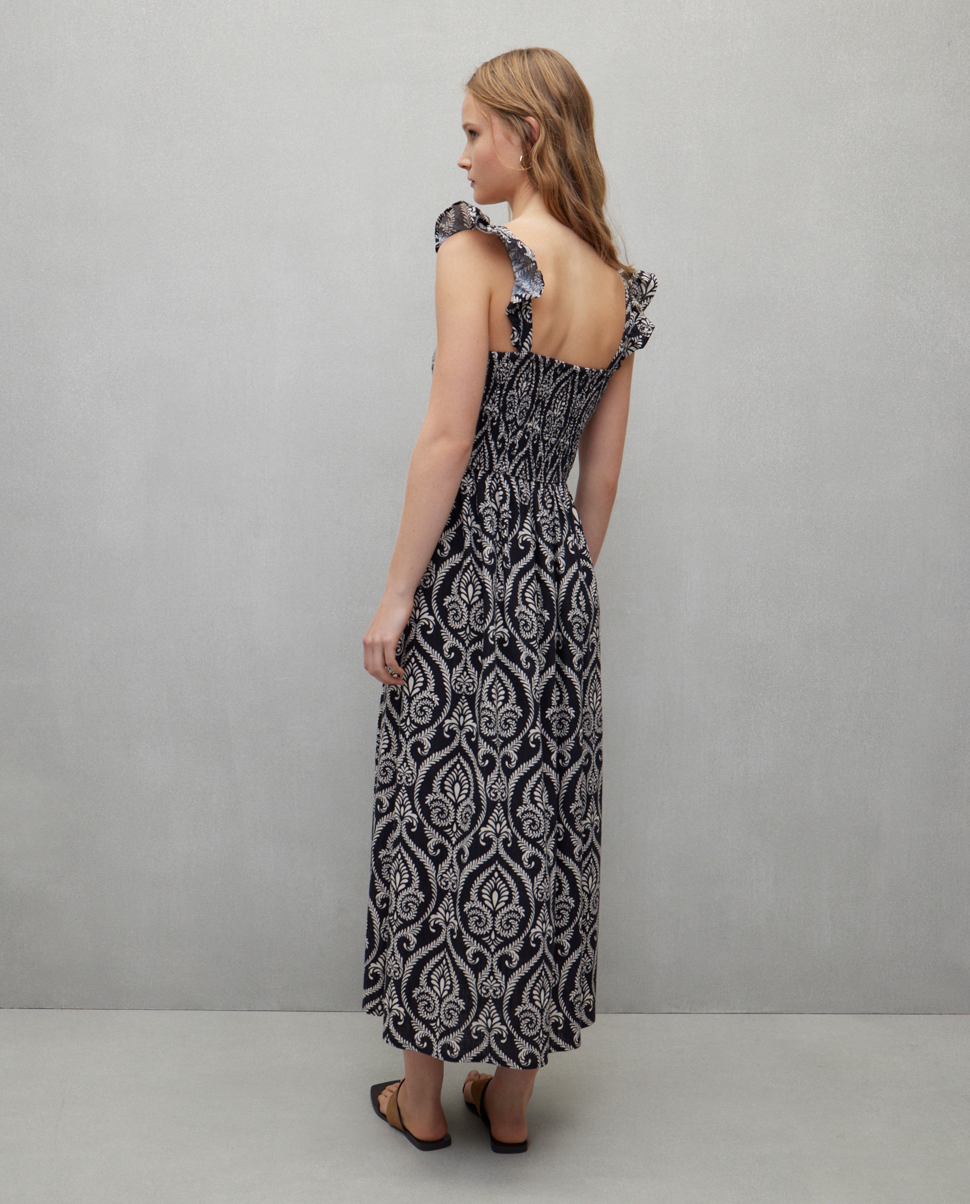 Vestido comprido com Favos de Mel Preto-3