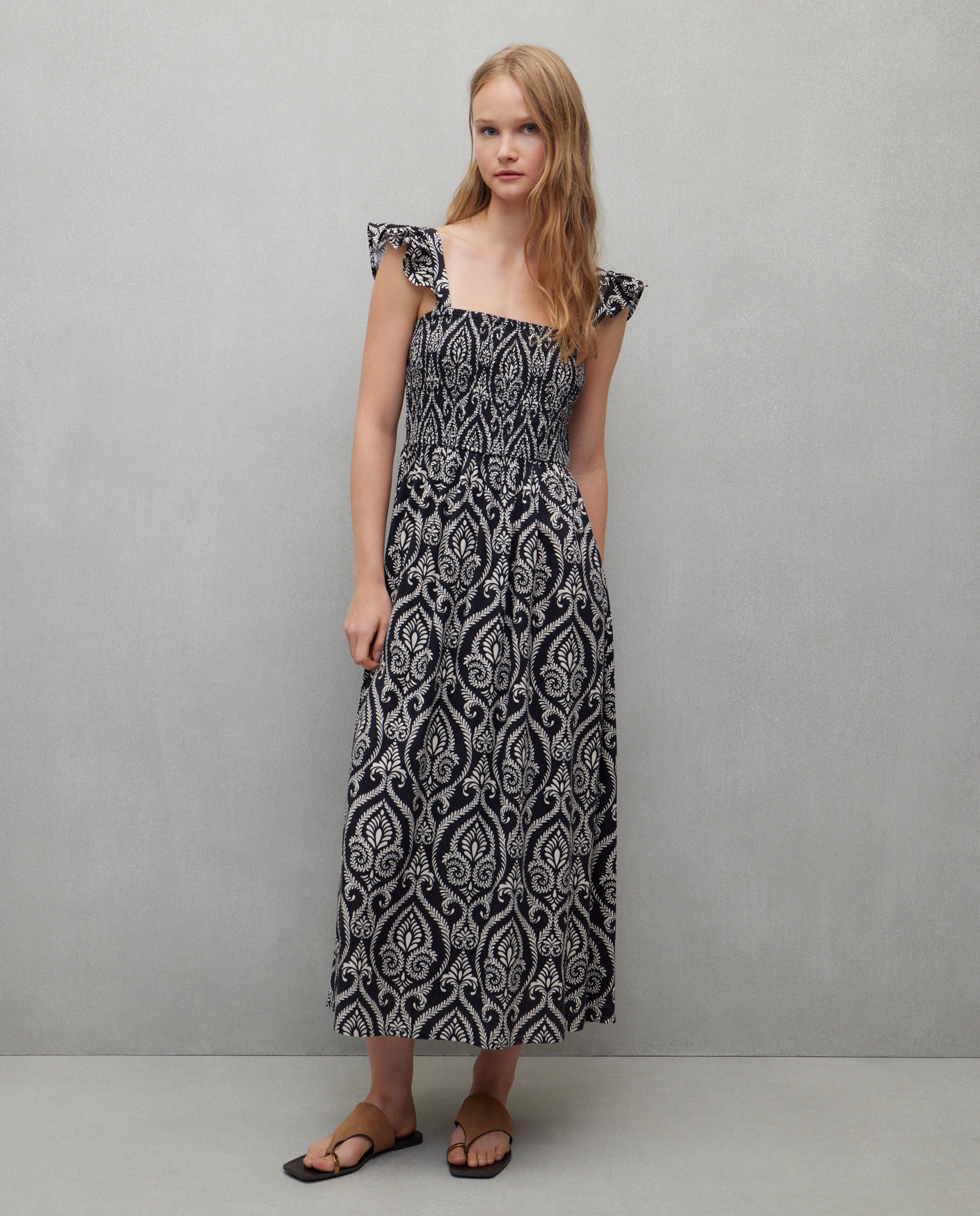 Vestido comprido com Favos de Mel Preto-1