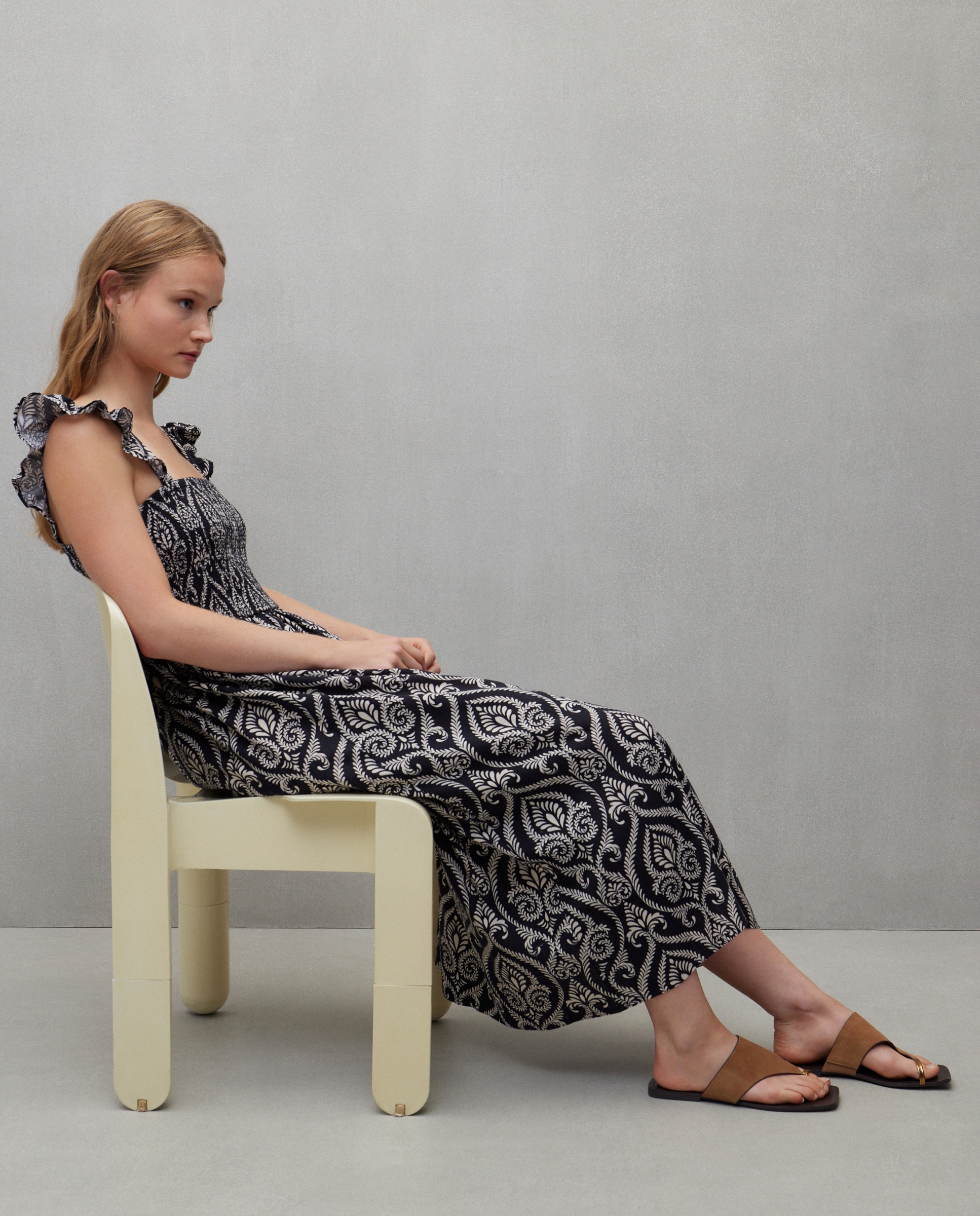 Vestido comprido com Favos de Mel Preto-2