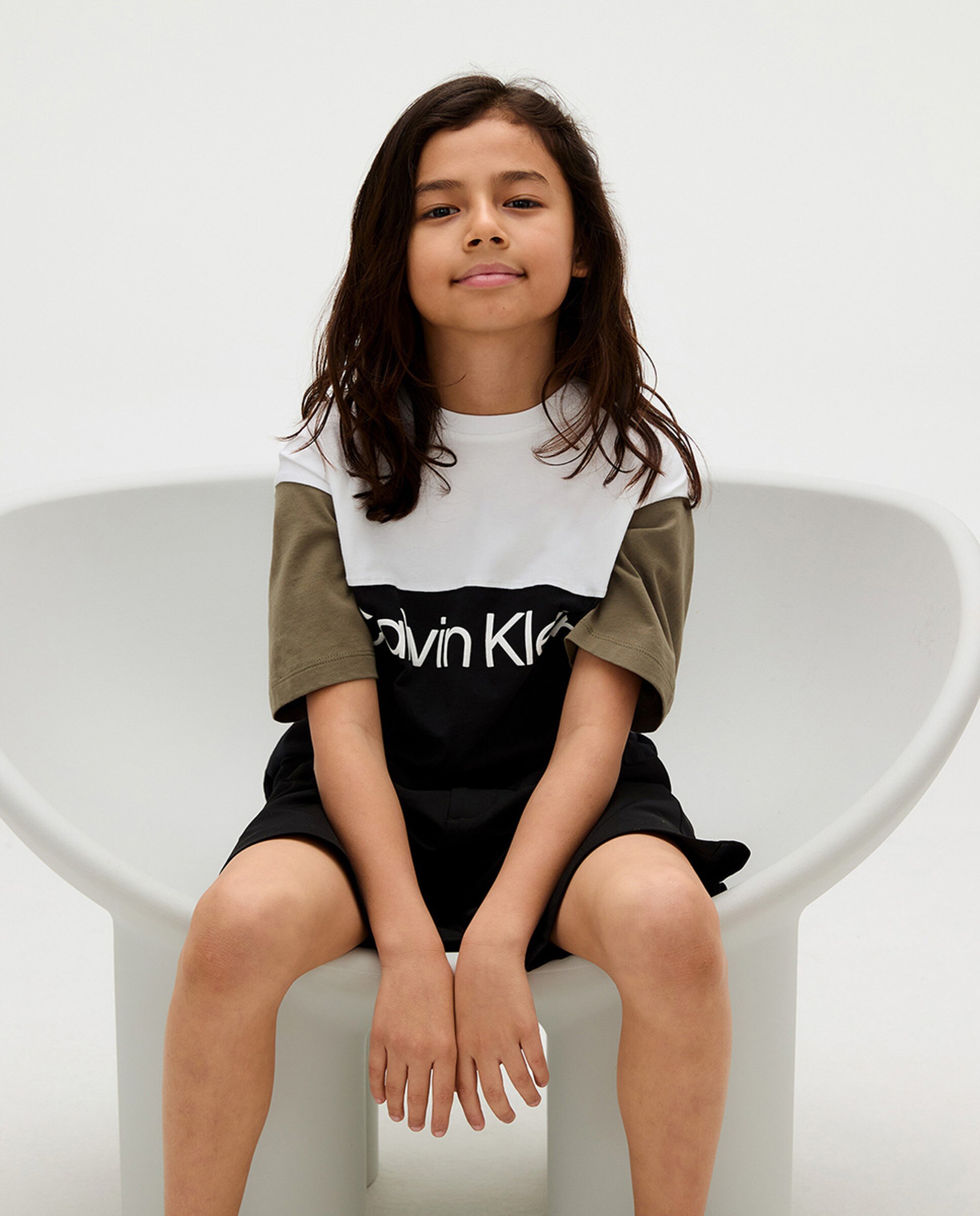 T-shirt Color Block com Logótipo Preto-3