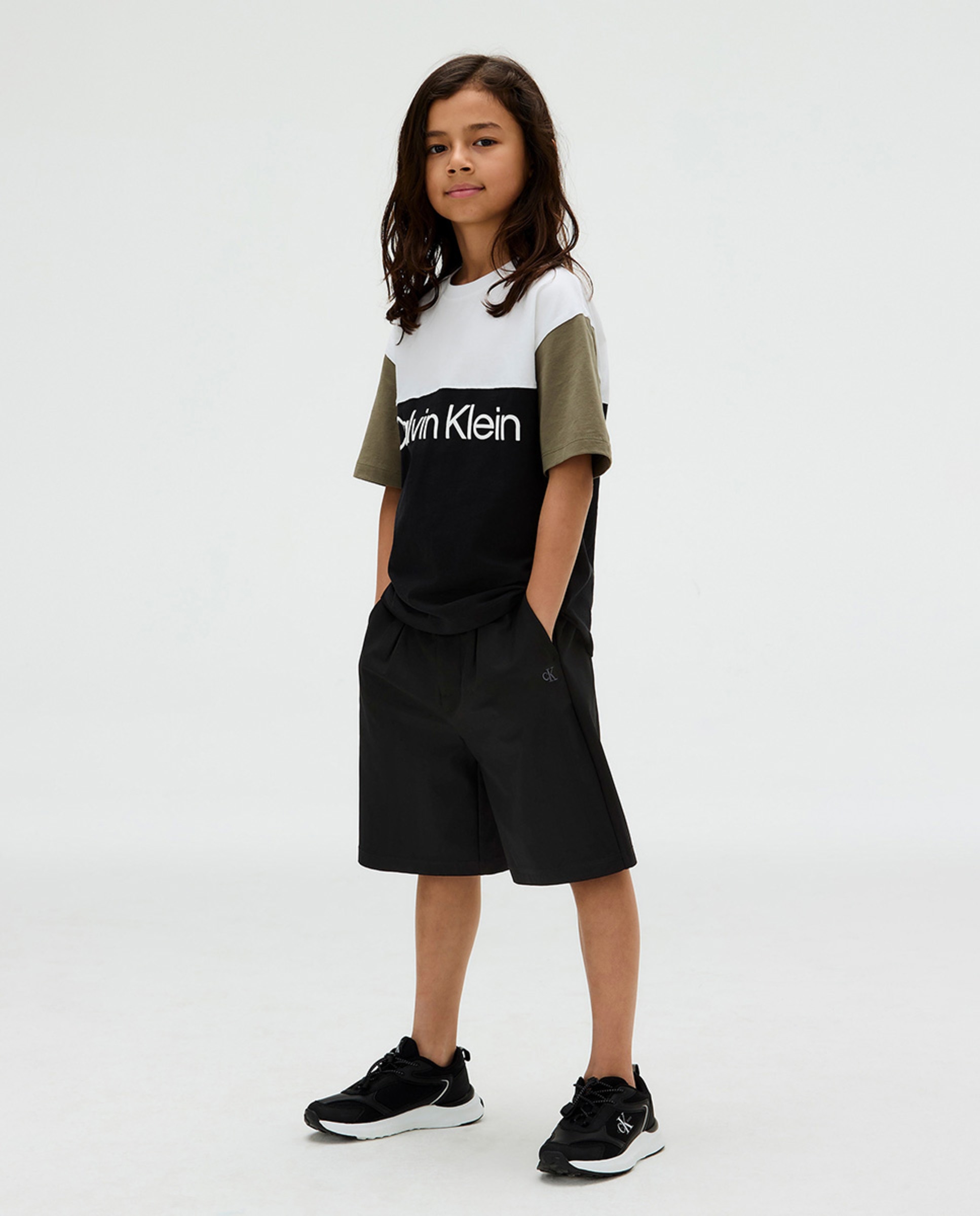 T-shirt Color Block com Logótipo Preto-2