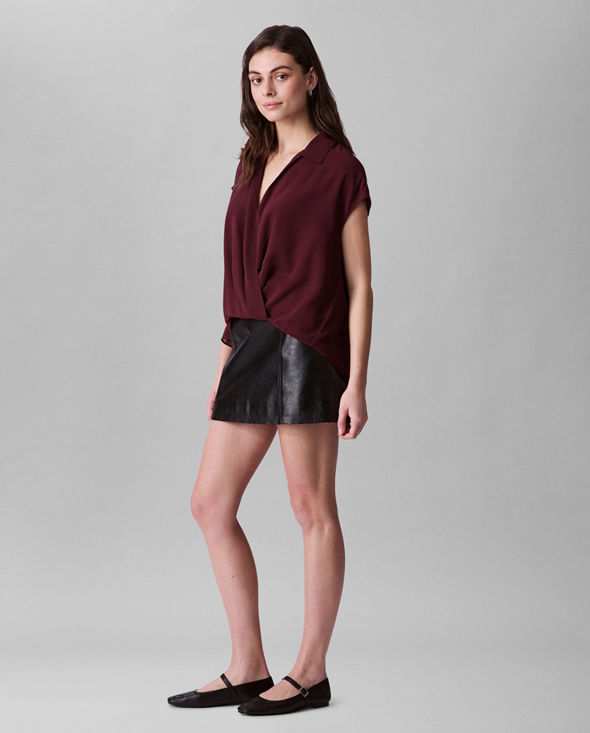 Blusa Drapeada na Cintura Bordeaux-5