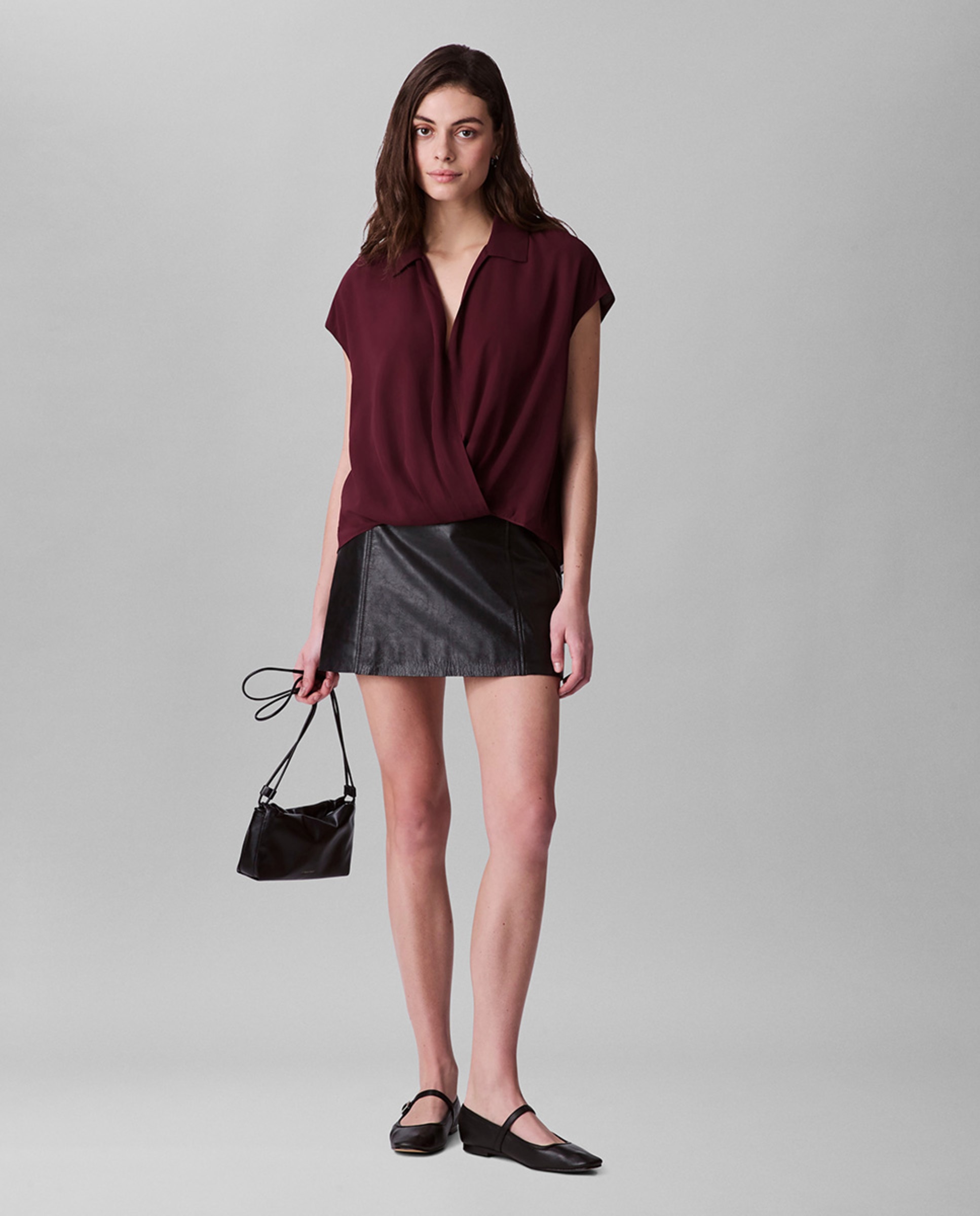 Blusa Drapeada na Cintura Bordeaux-3