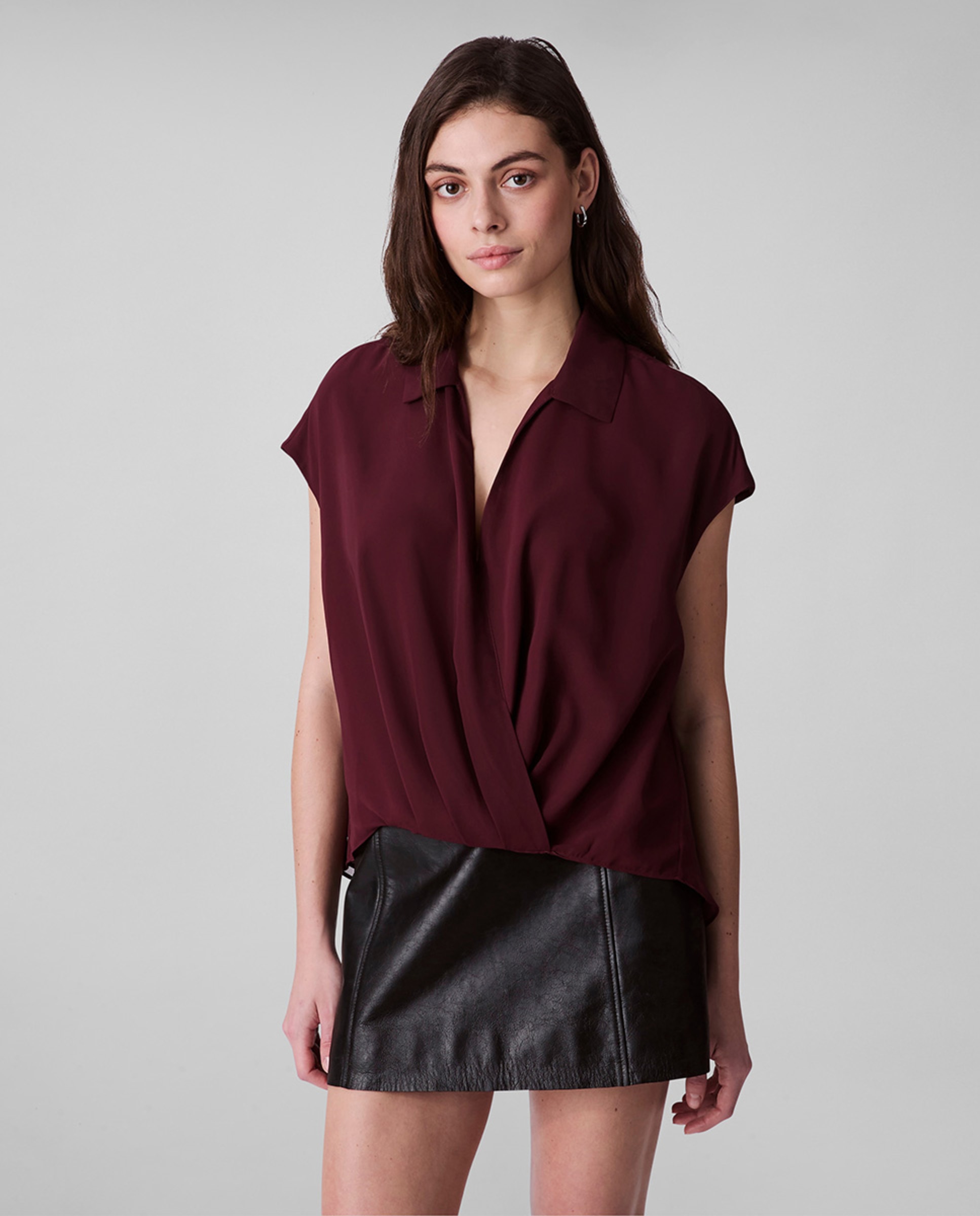 Blusa Drapeada na Cintura Bordeaux-1