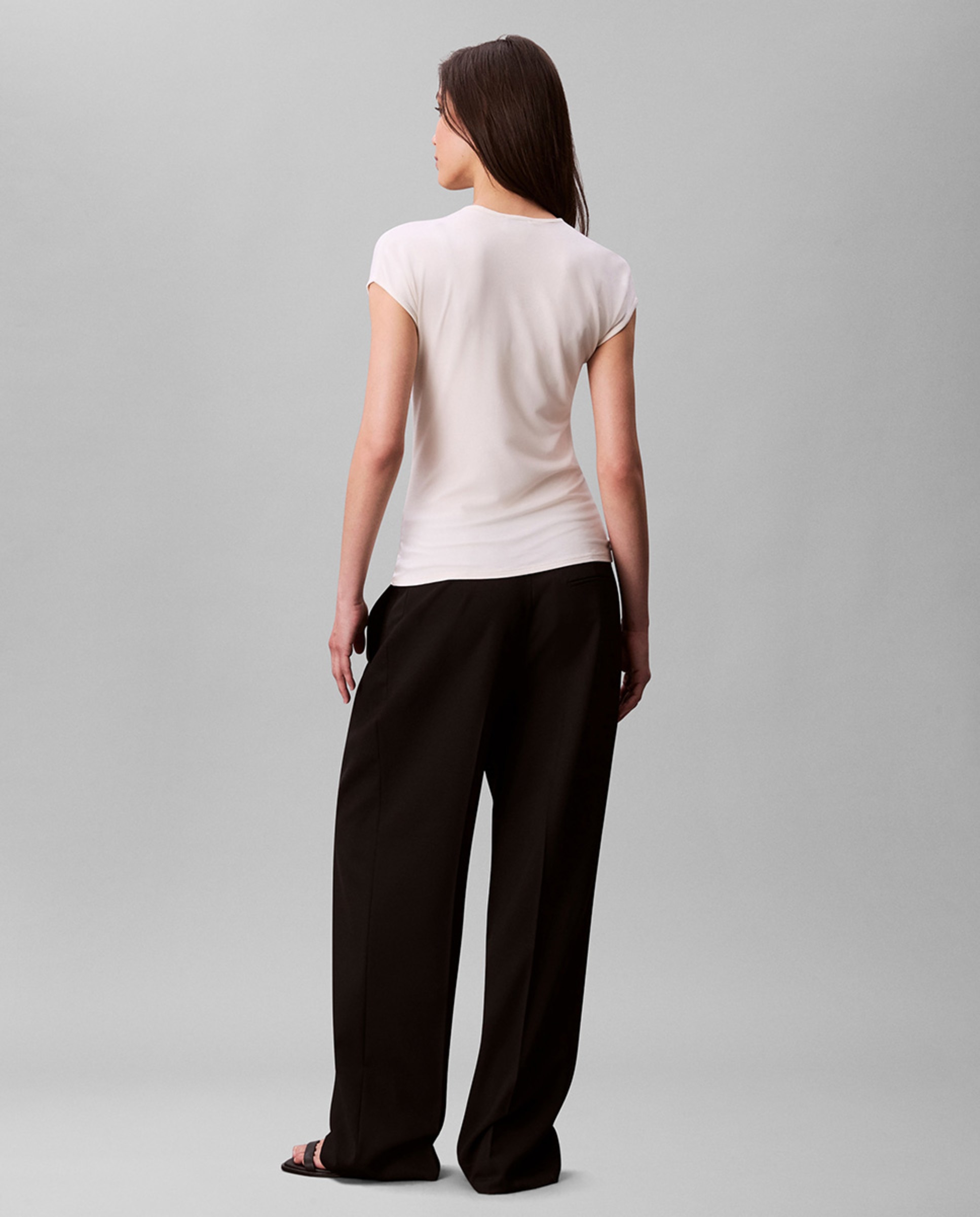 Top de mulher com manga curta Creme-2