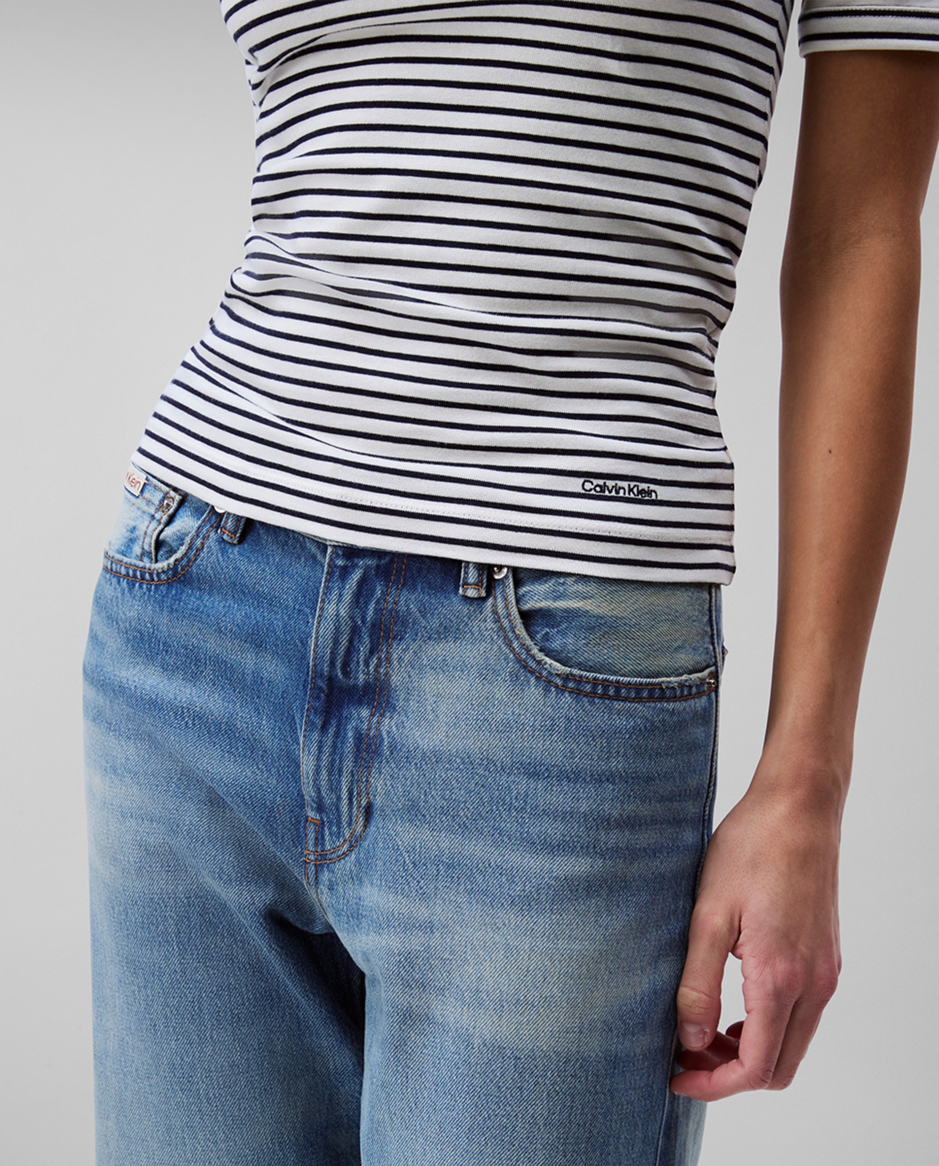 T-shirt de mulher às riscas Azul-5