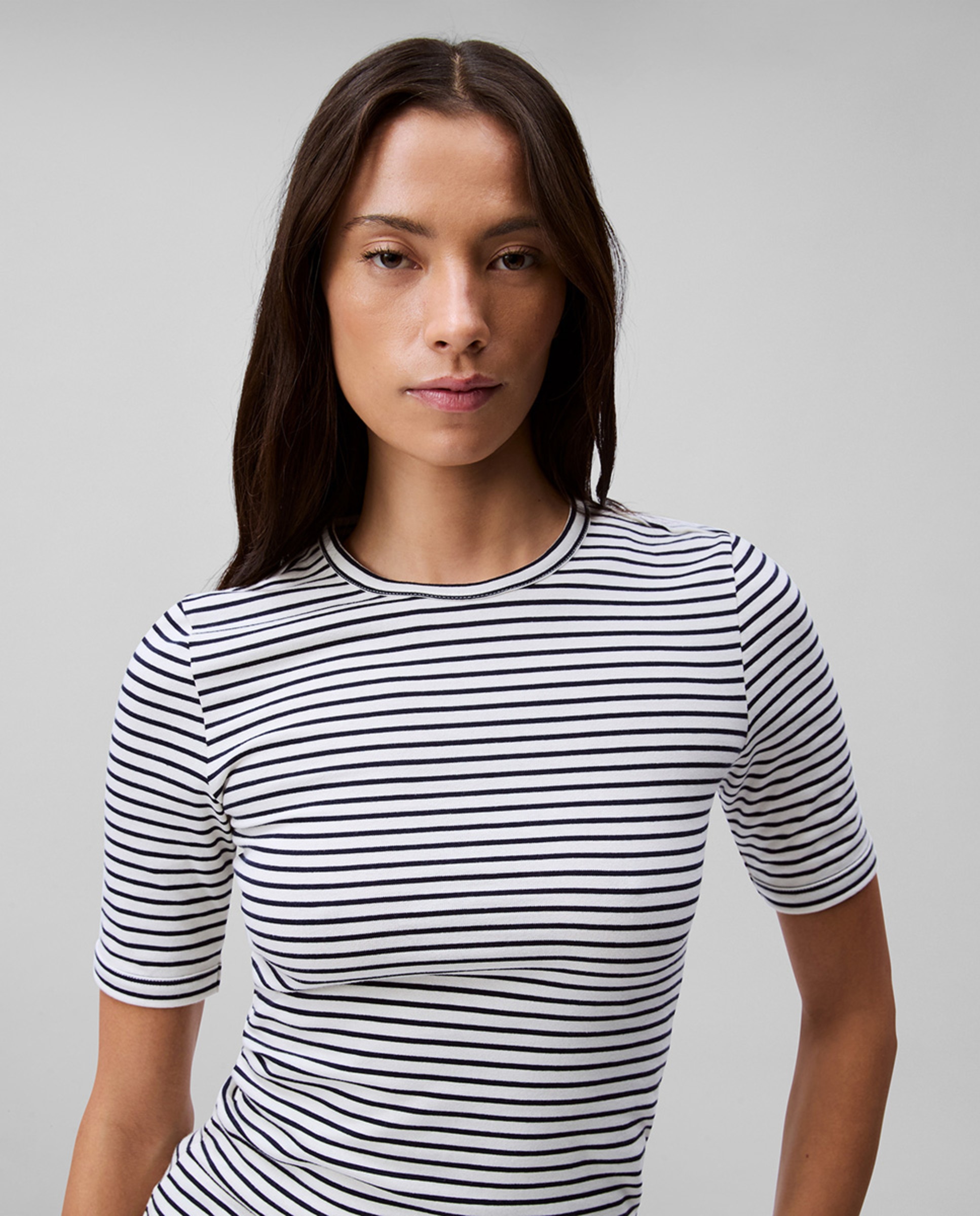 T-shirt de mulher às riscas Azul-4