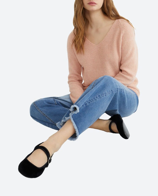 Imagen 0 de Jersey de mujer de canalé con escote pico