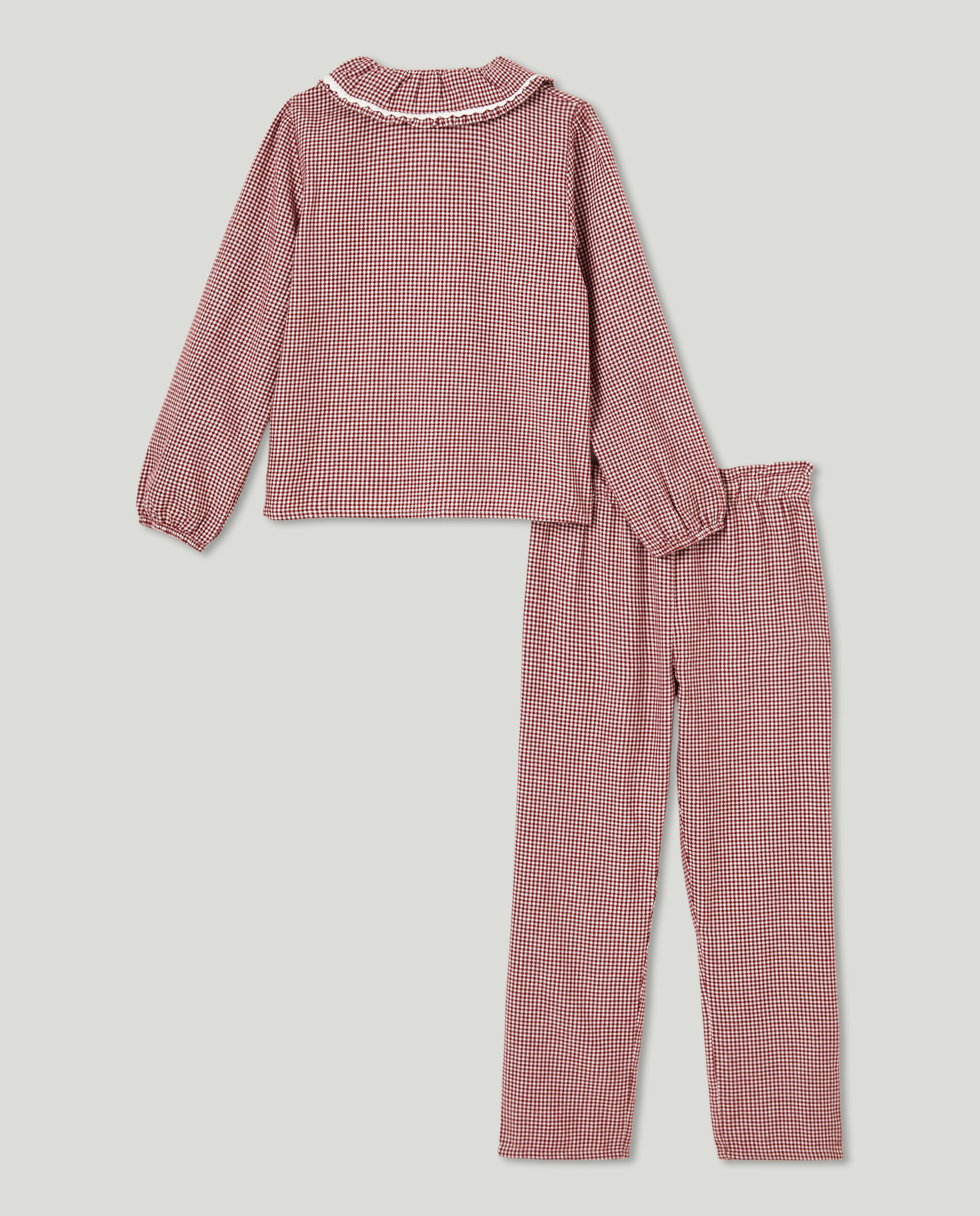 Pijama de niña de franela family Burdeos-2