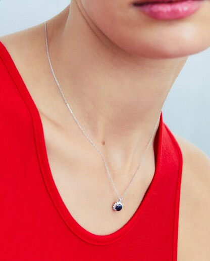 Imagen 0 de Colgante de oro con diamante y zafiro