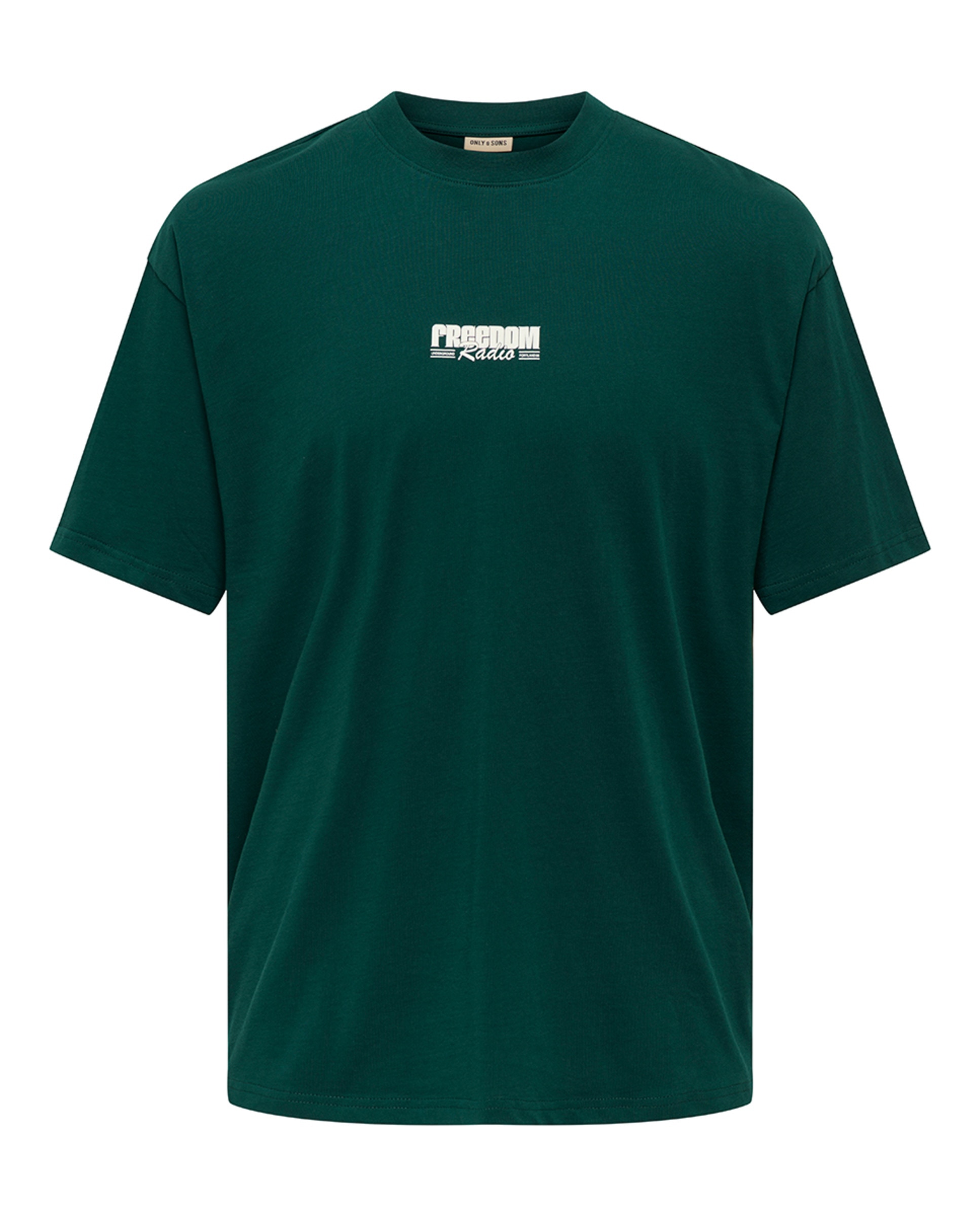 T-shirt Loose Fit de Algodão com Manga Curta Verde-1