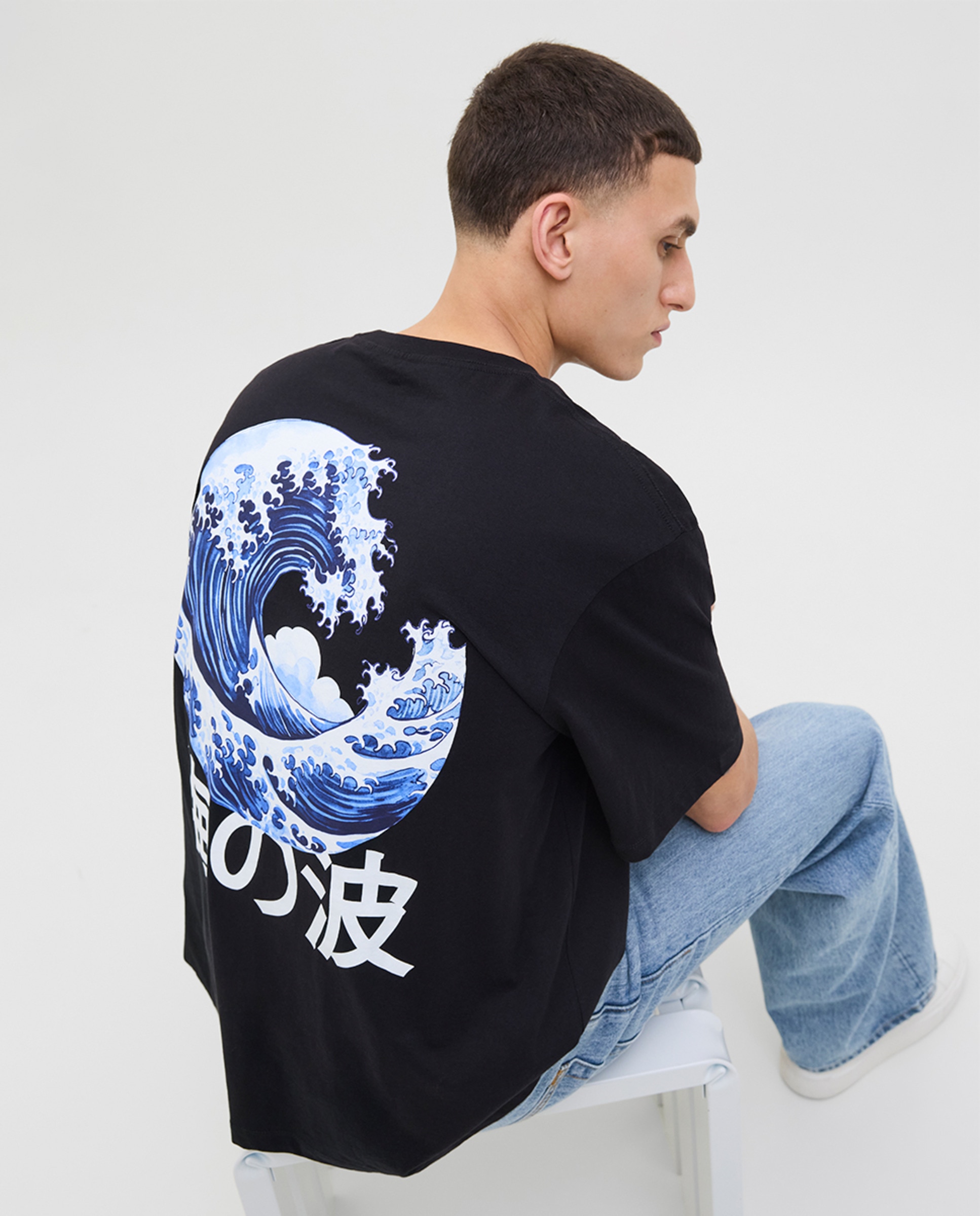T-shirt de Manga Curta com Estampado Lateral e Backprint Preto-3