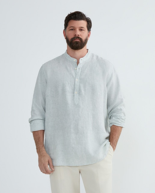 Imagem 0 de Camisa Casual 100% Linho Tamanhos Grandes