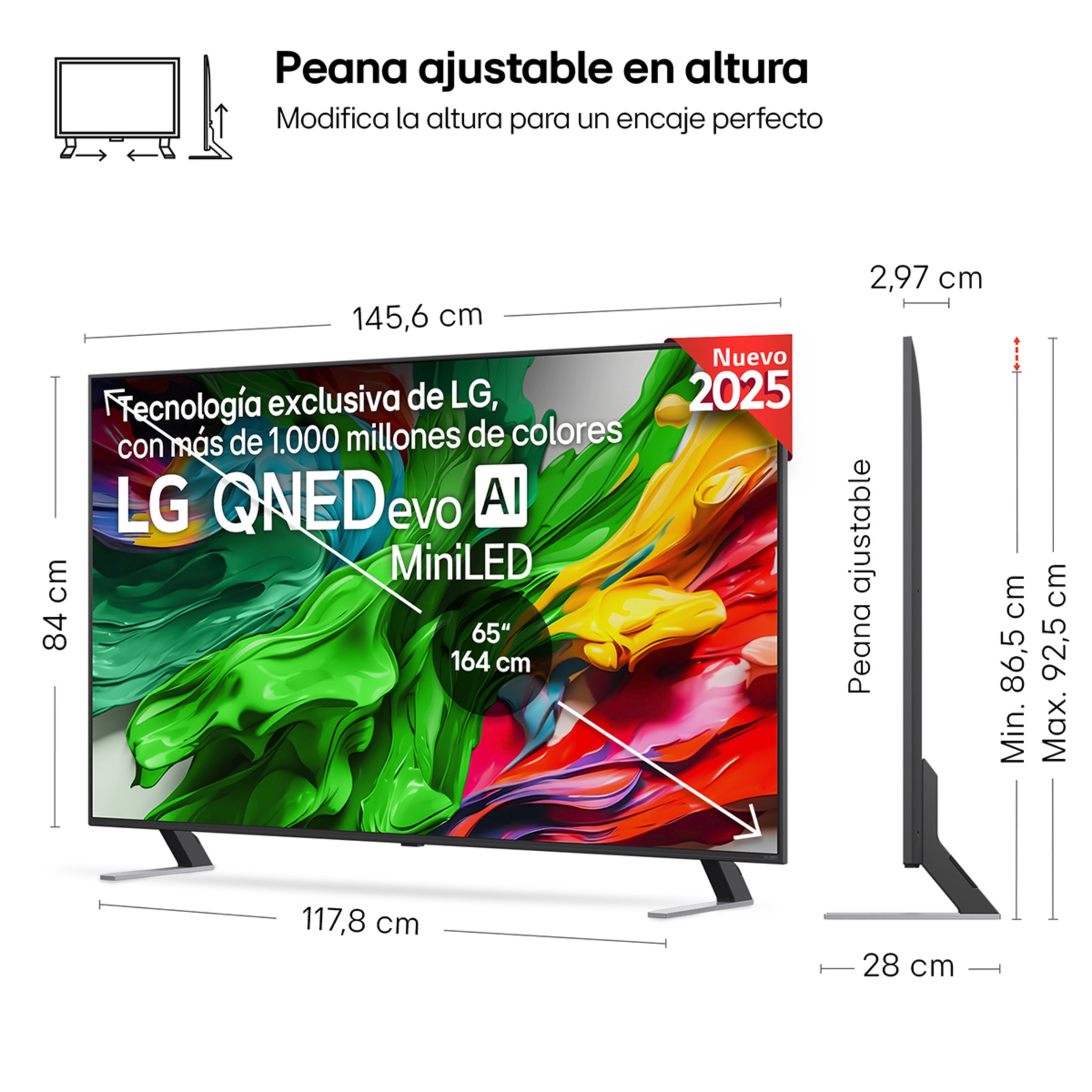 TV QNED evo MiniLED AI 164cm (65") LG 65QNED85A6C, 4K Smart TV Negro-2