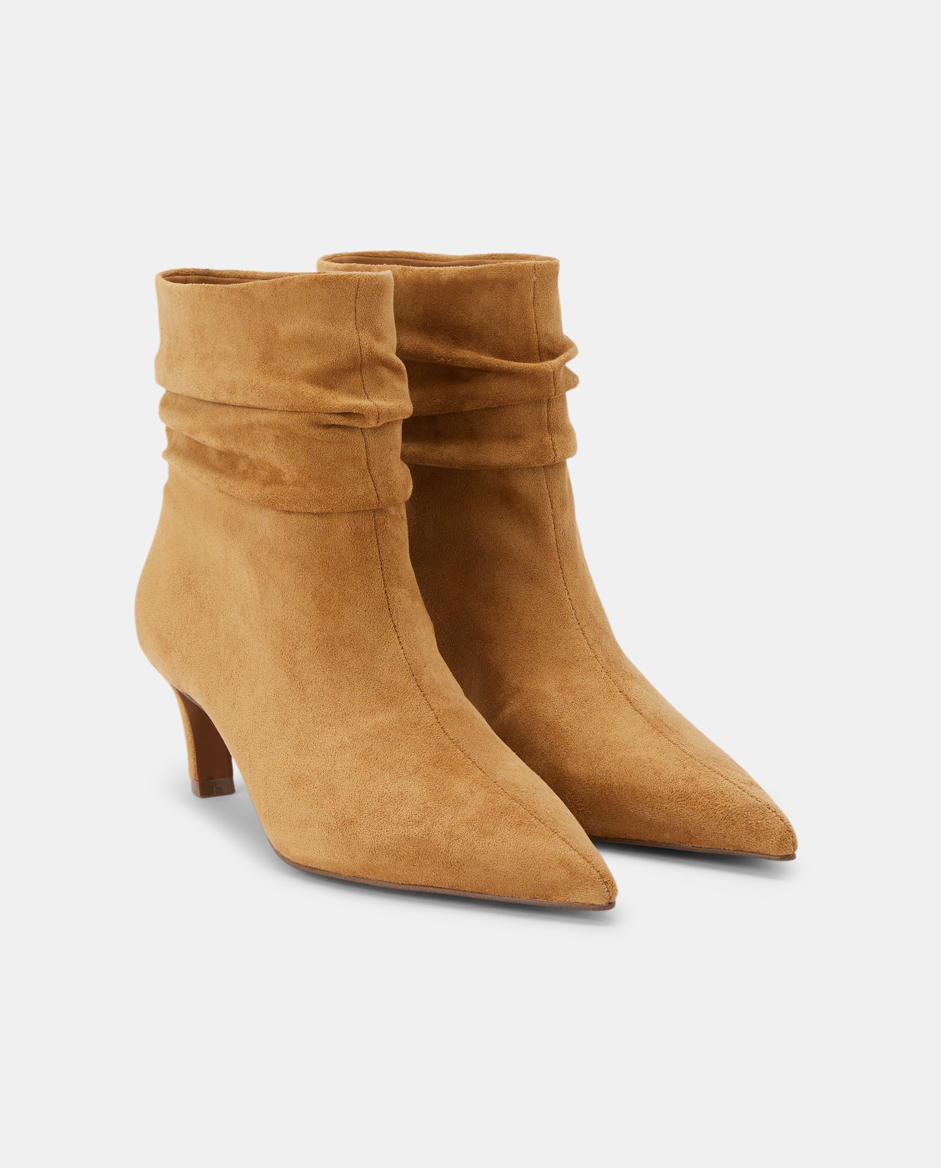 Botins com Salto e Efeito Enrugado Castanho-2