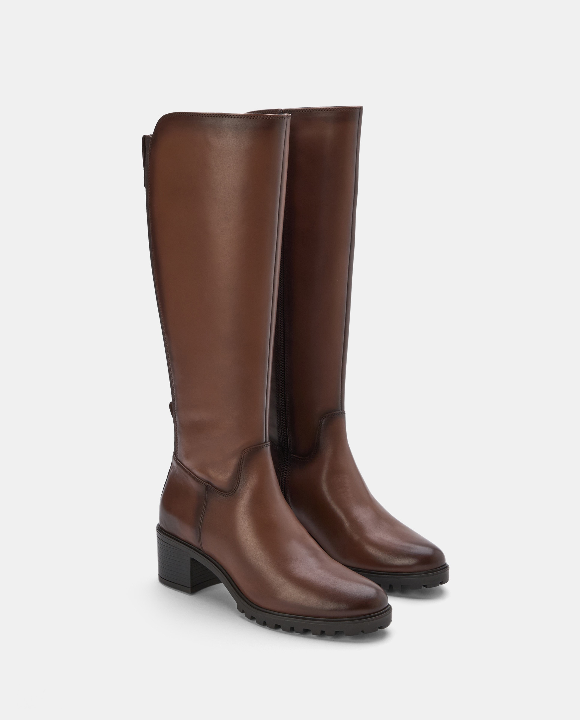 Botas de Salto com Elástico Traseiro Castanho-2