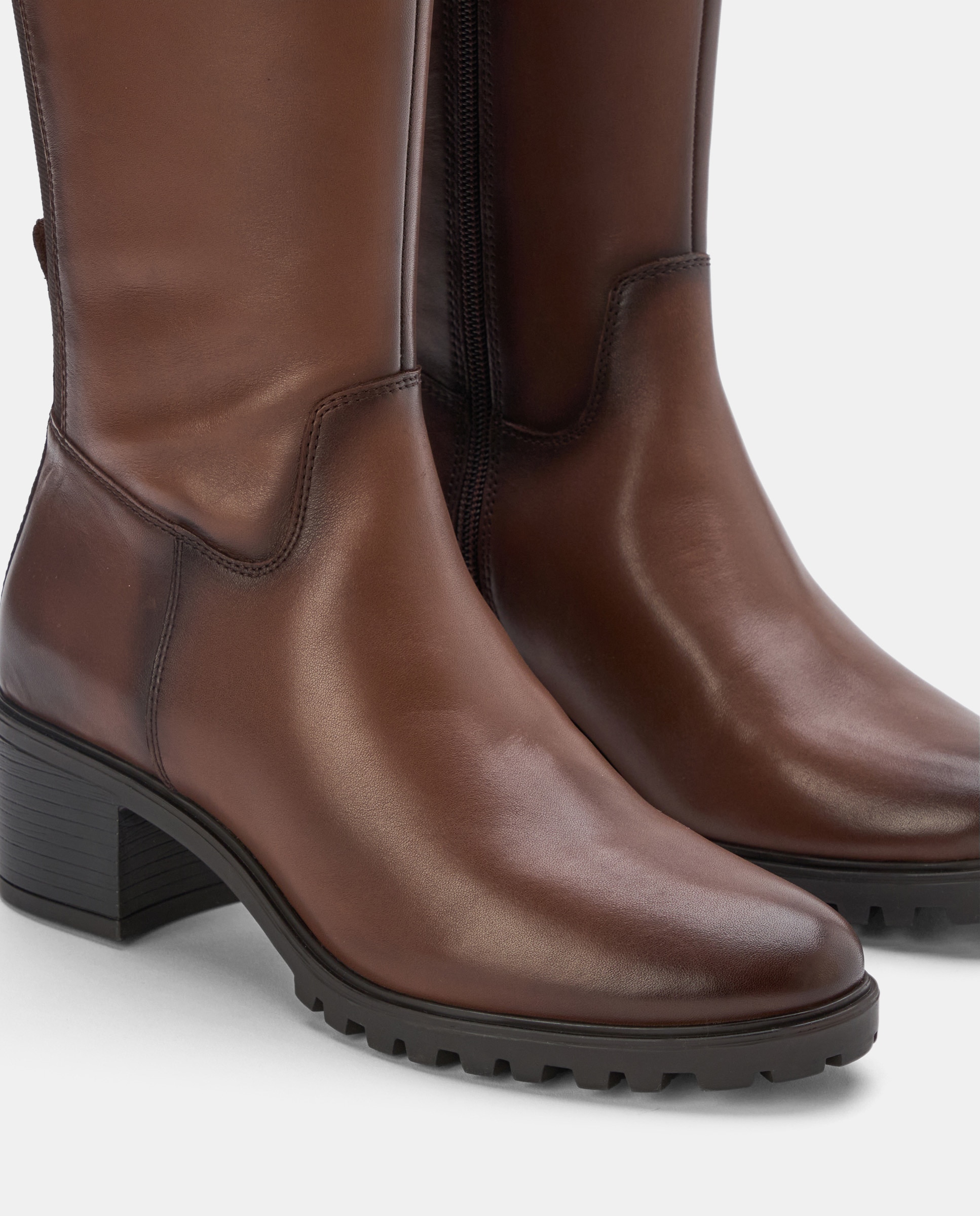 Botas de Salto com Elástico Traseiro Castanho-4