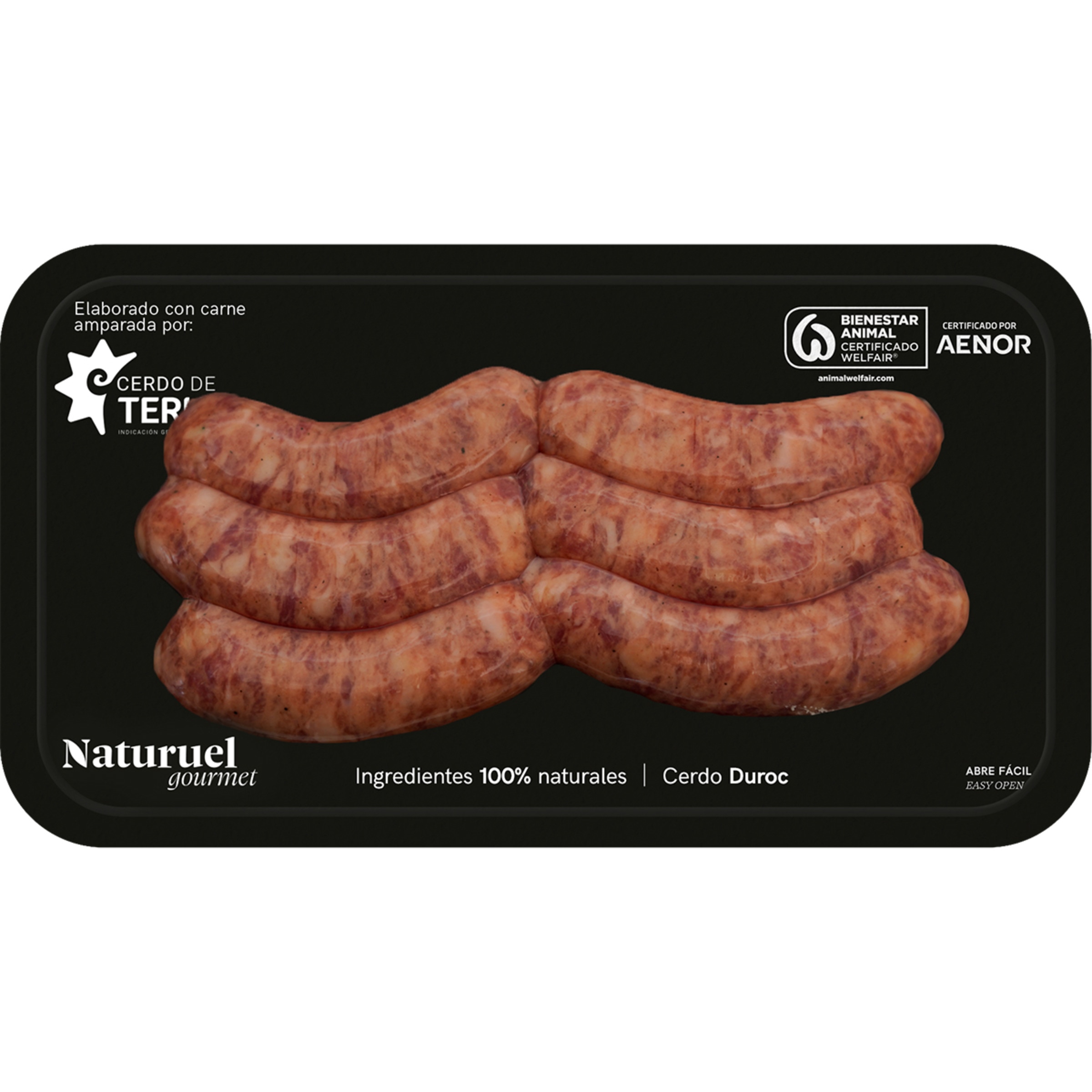 Gourmet salchichas de cerdo 50% Duroc IGP cerdo de Teruel envasadas al vacío envase 270 g