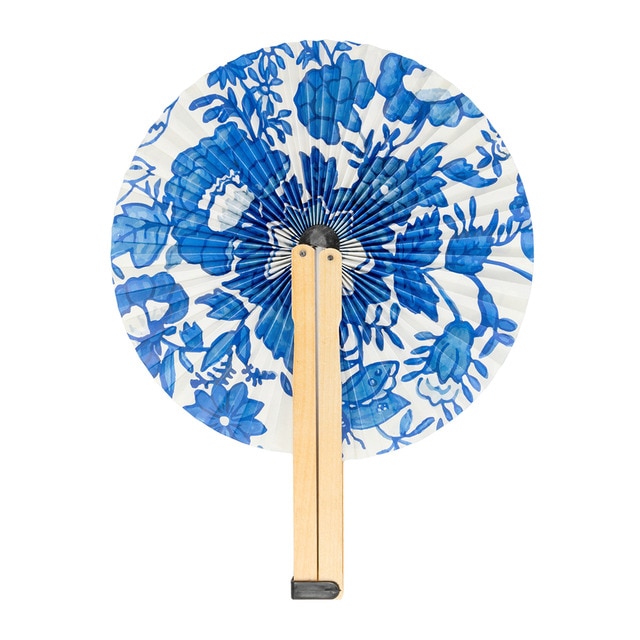 Imagen 0 de Abanico Fisura plegable de papelcon flores azules