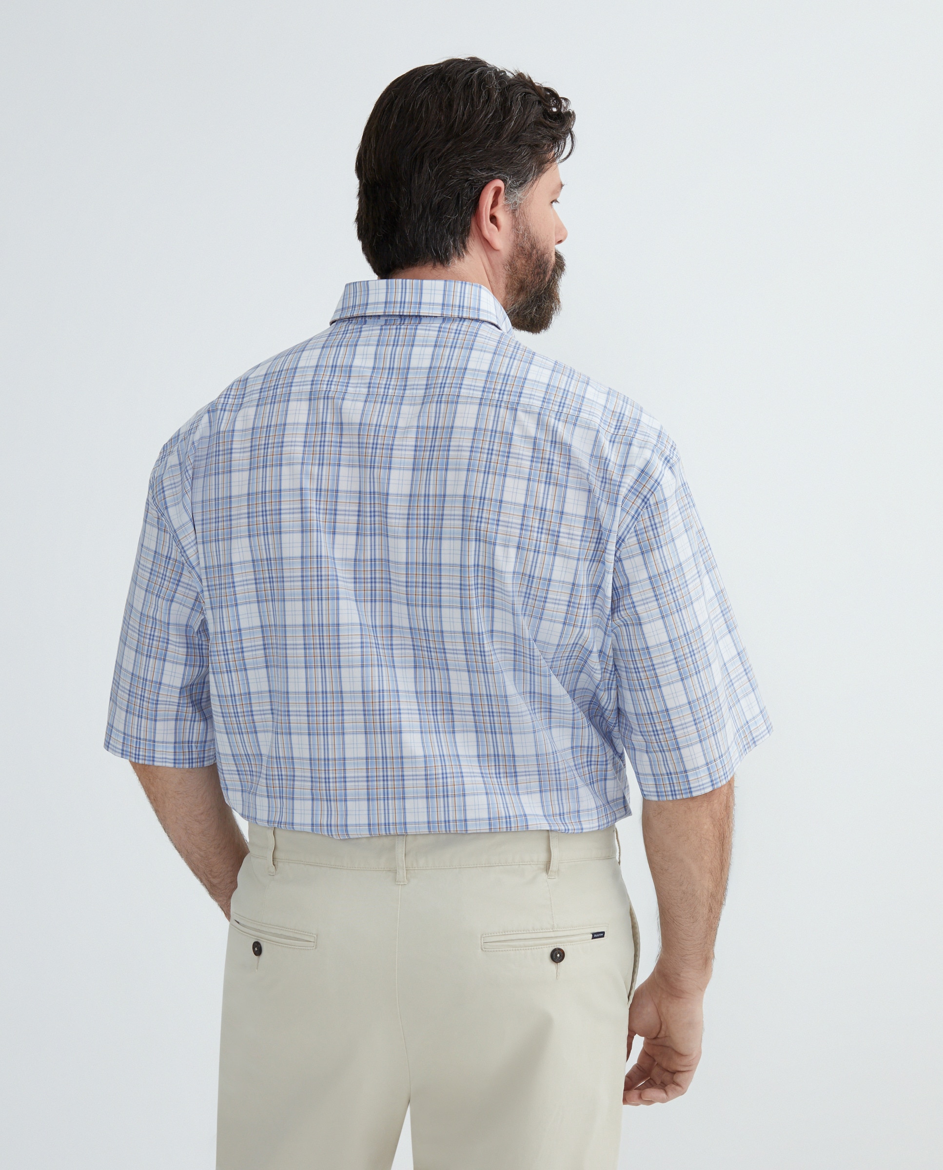 Camisa Tamanhos Grandes em Algodão aos Quadrados com Manga Curta Multicolor-3
