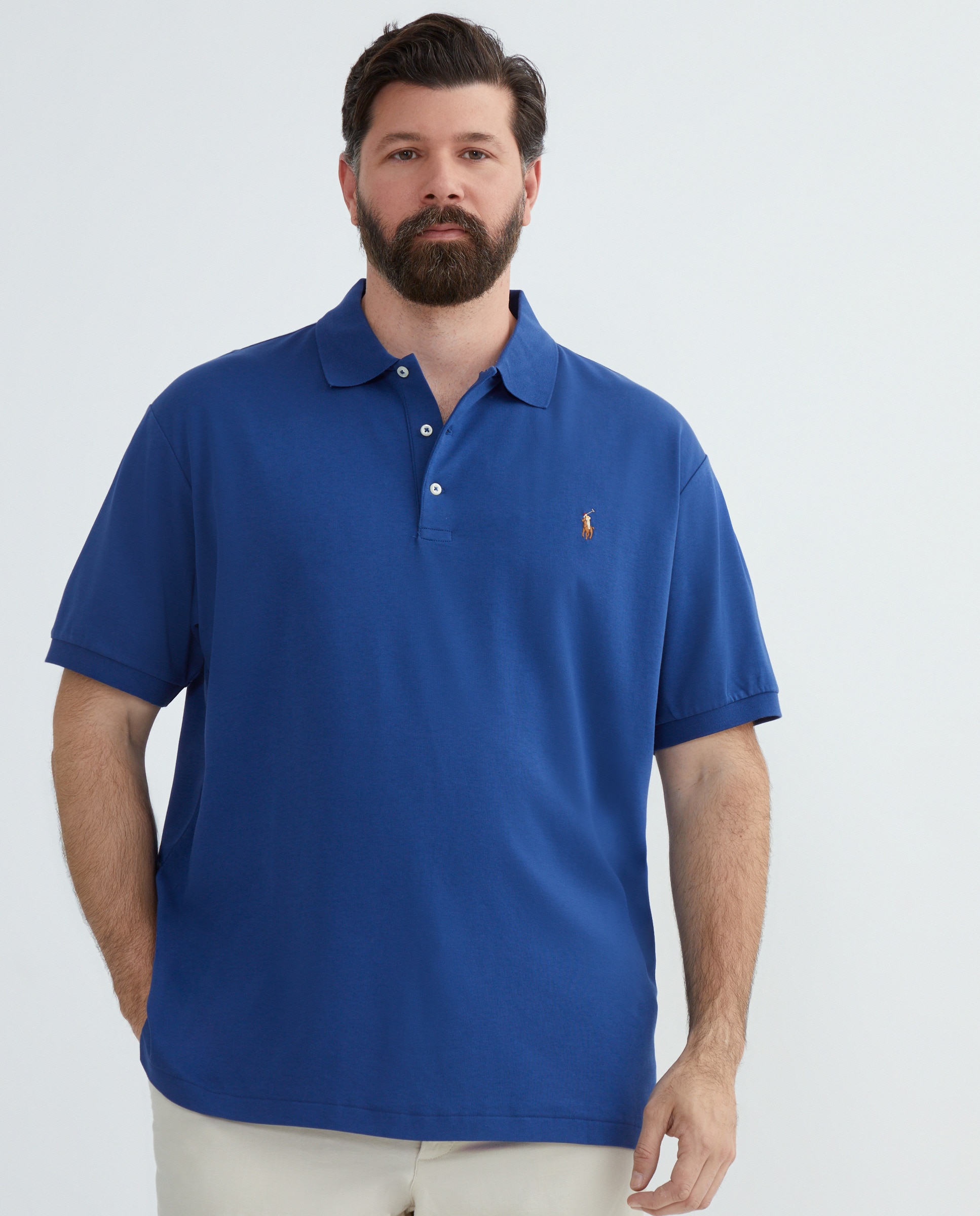 Polo Classic Fit de Algodão Tamanhos Grandes Azul ultramar-1