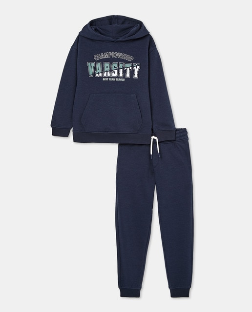 Imagem 0 de Conjunto de 2 Peças com Sweatshirt de Capuz Fechado e Calças
