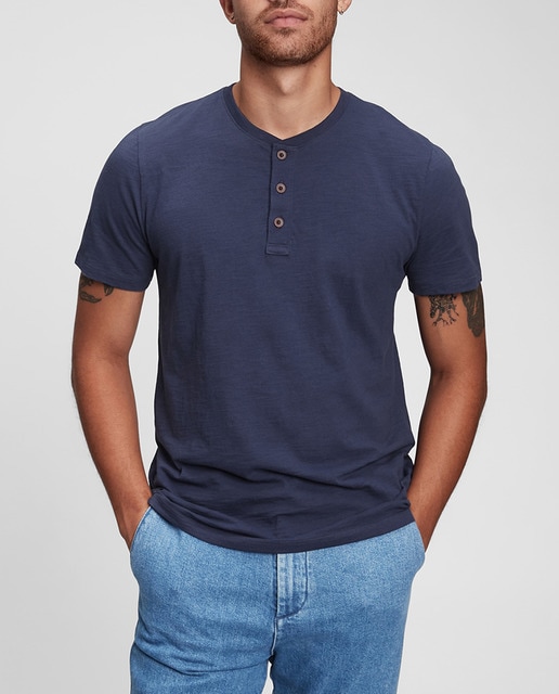 Imagen 0 de Camiseta panadera de hombre azul marino de manga corta