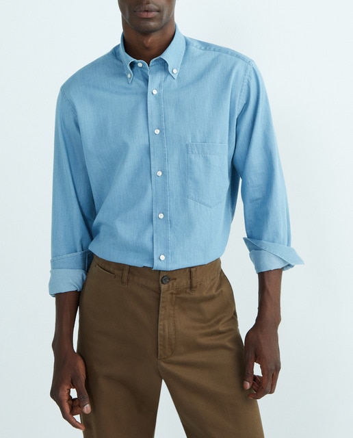 Imagen 0 de Camisa vaquera de hombre Mirto classic lisa azul