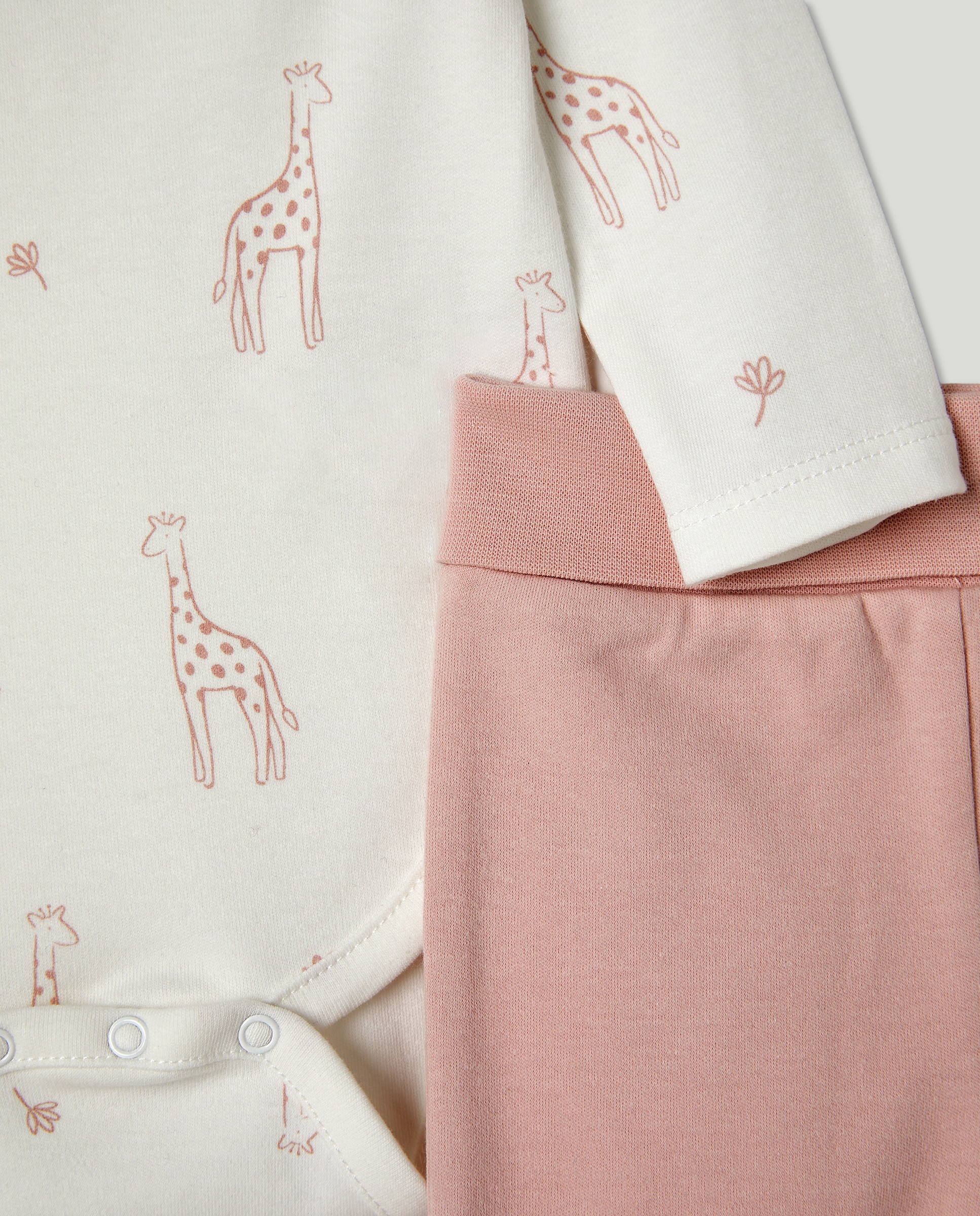 Conjunto de Body, Calças com Pés e Gorro de Bebé com Estampado de Fantasia Rosa-3