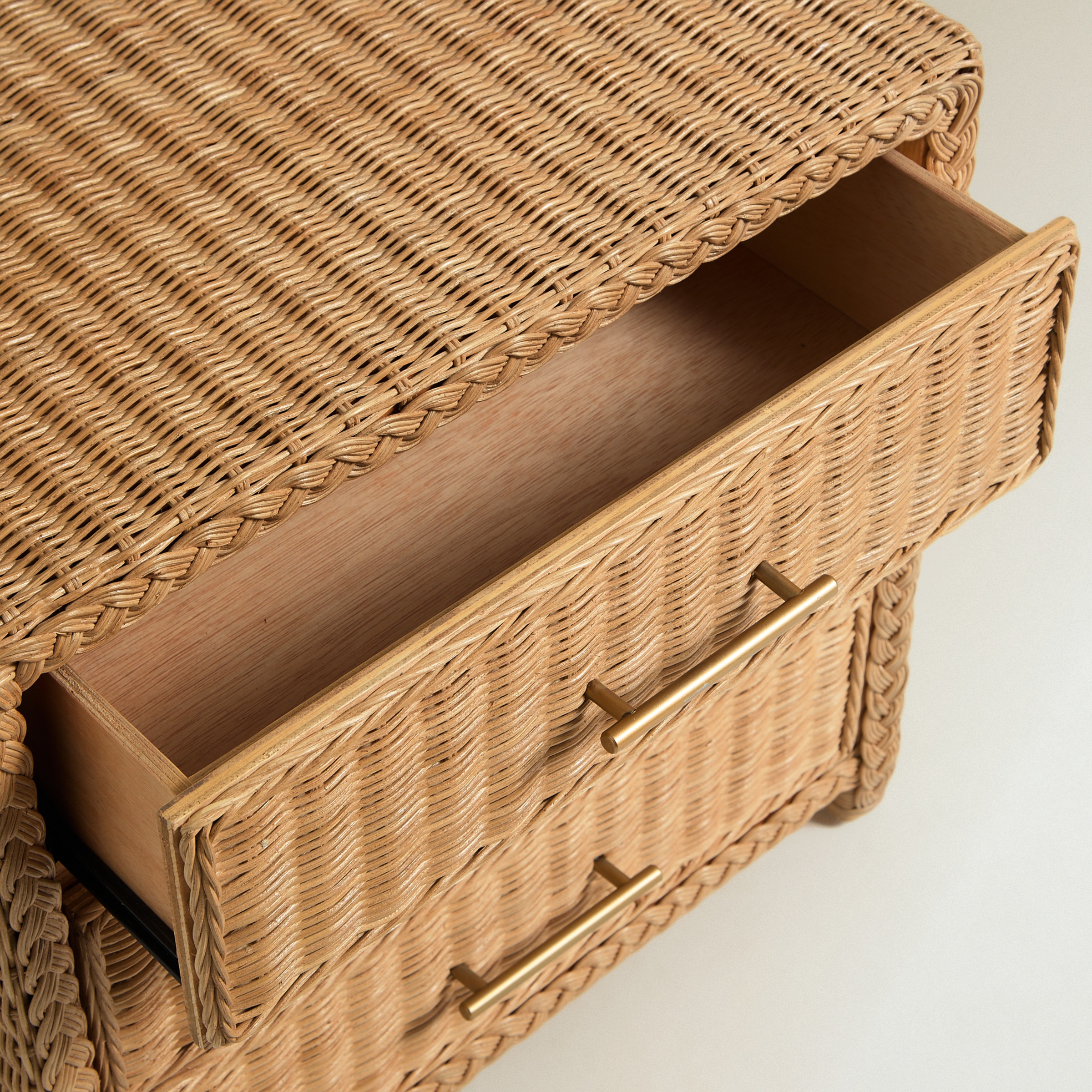 Mesa de Cabeceira de Rotim com 3 Gavetas Brook Natural-6