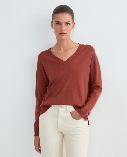 Imagen 0 de Jersey de mujer básico cuello pico