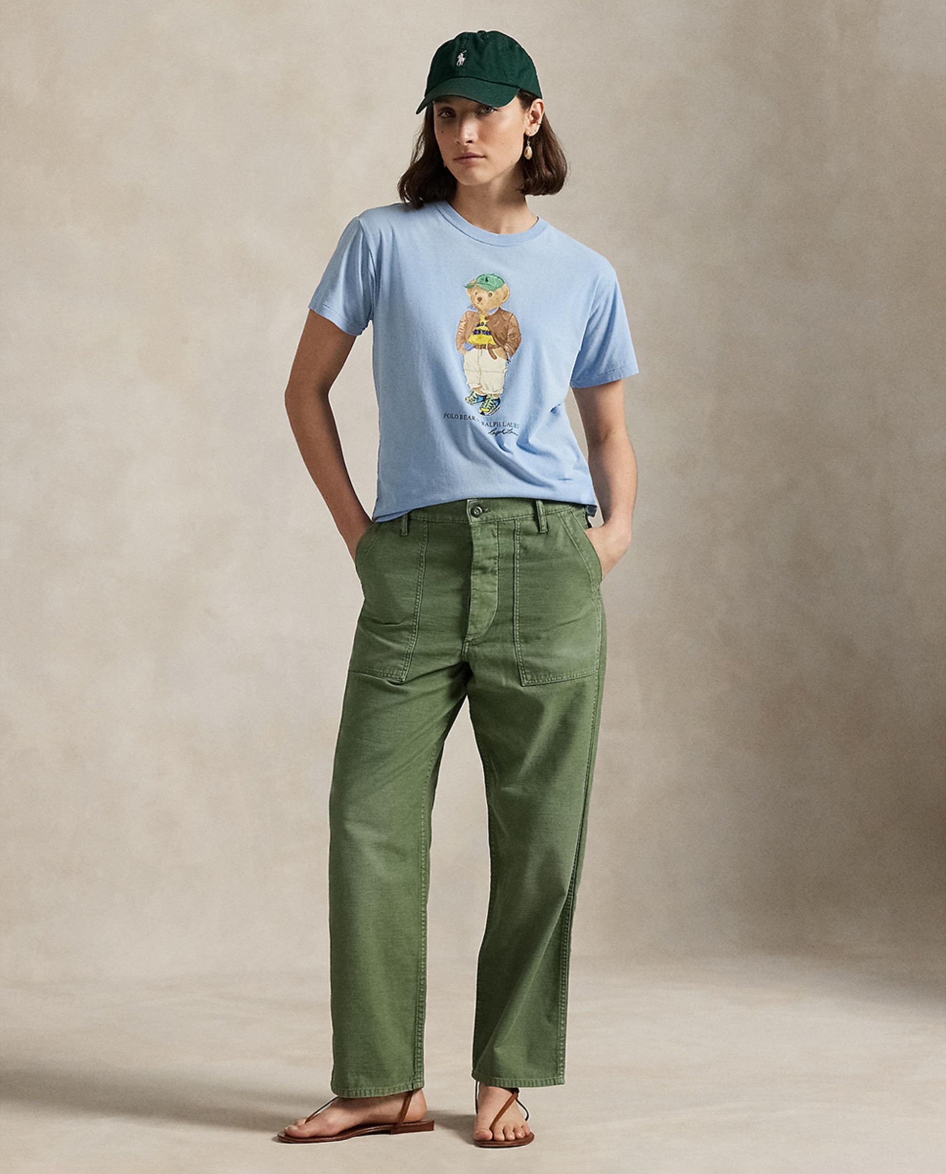 T-shirt de Algodão com Polo Bear Azul-claro-6