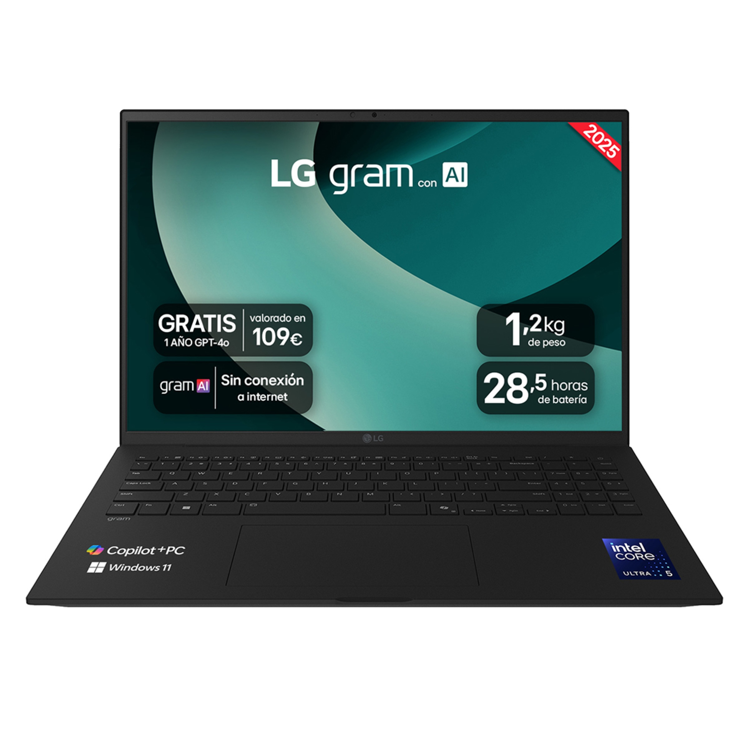 Portátil LG gram 16Z90TL, Intel Core Ultra 5-228V, 16GB, 1TB SSD, 16", W11 Negro-1