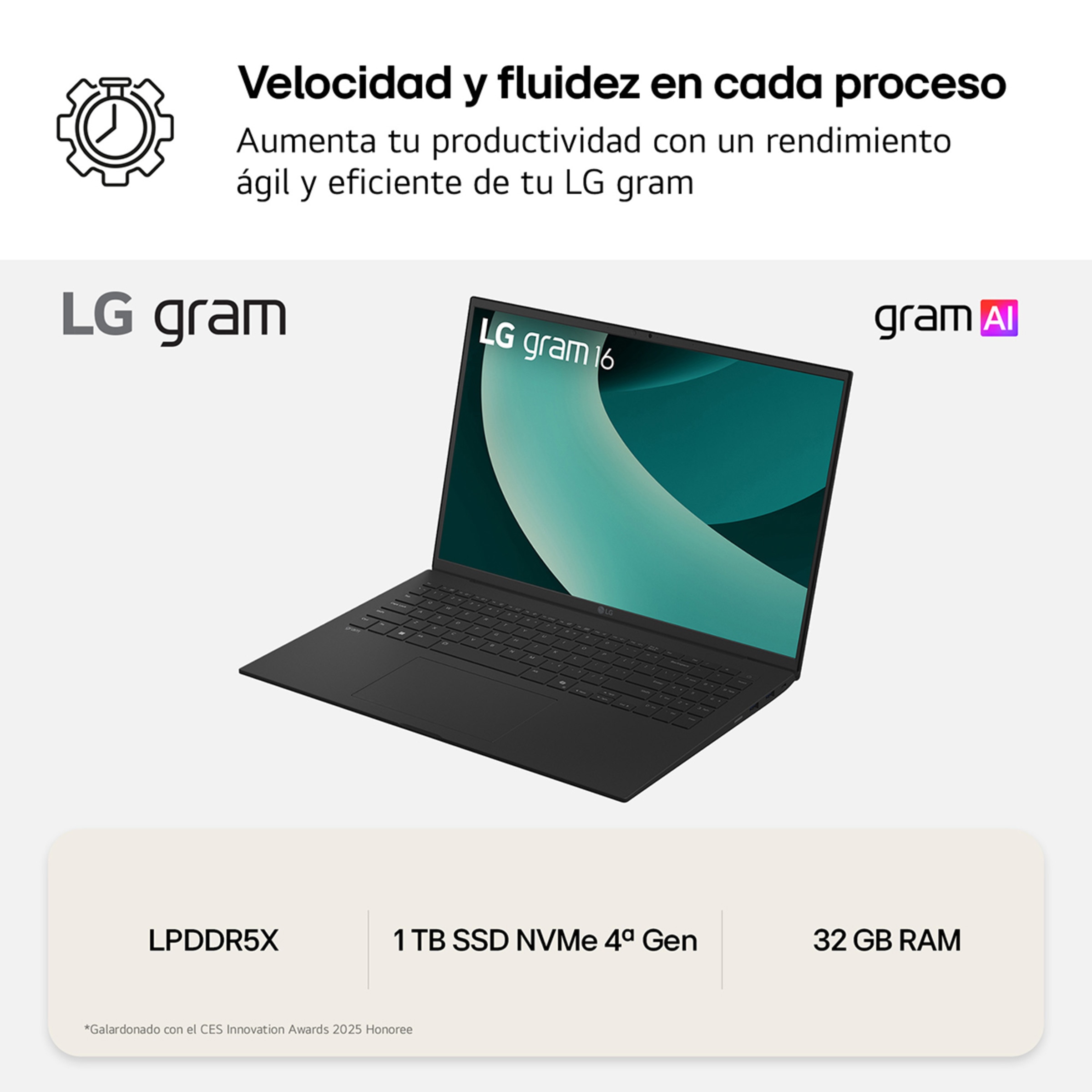 Portátil LG gram 16Z90TL, Intel Core Ultra 5-228V, 16GB, 1TB SSD, 16", W11 Negro-9