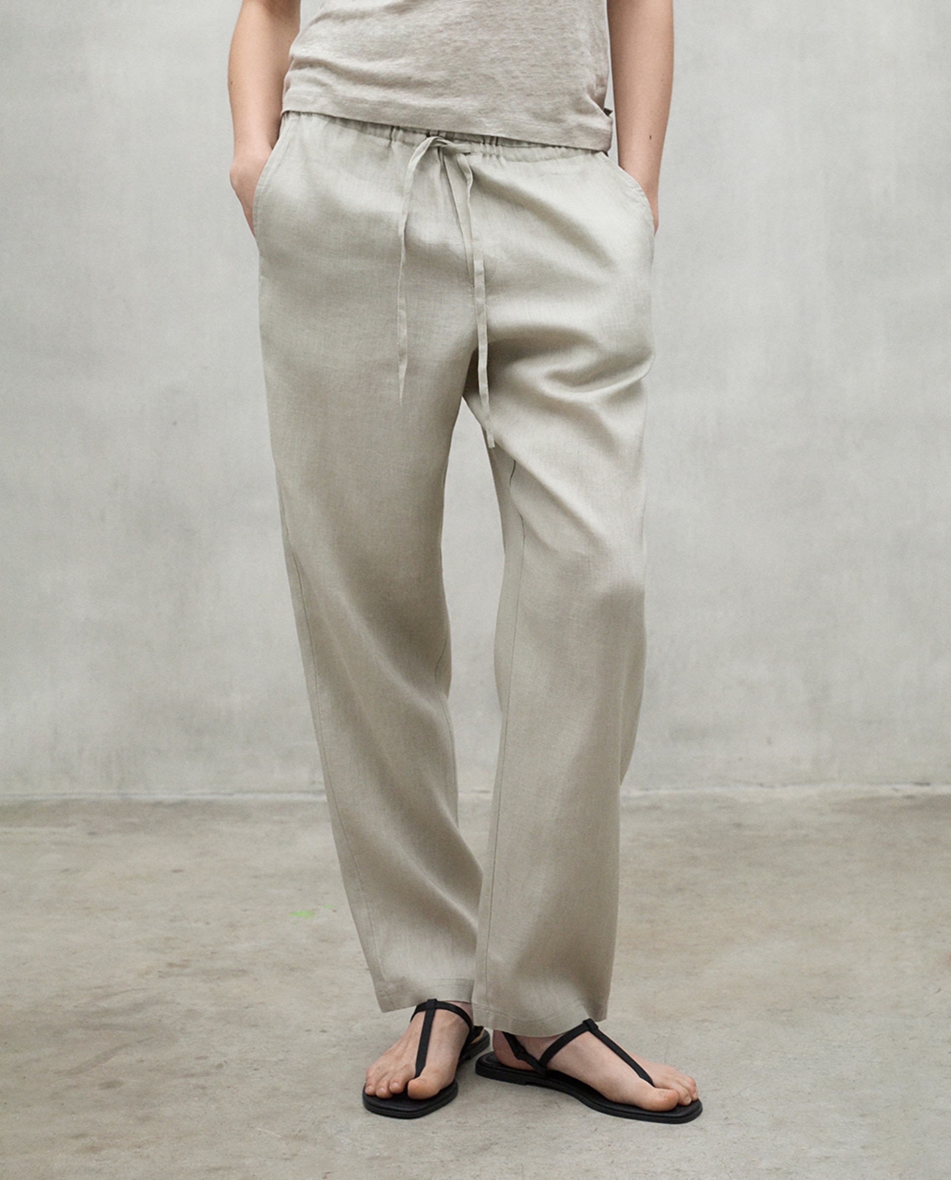 Imagen 1 de Pantalón de mujer relaxed fit de lino - Ecoalf - Beige Beige