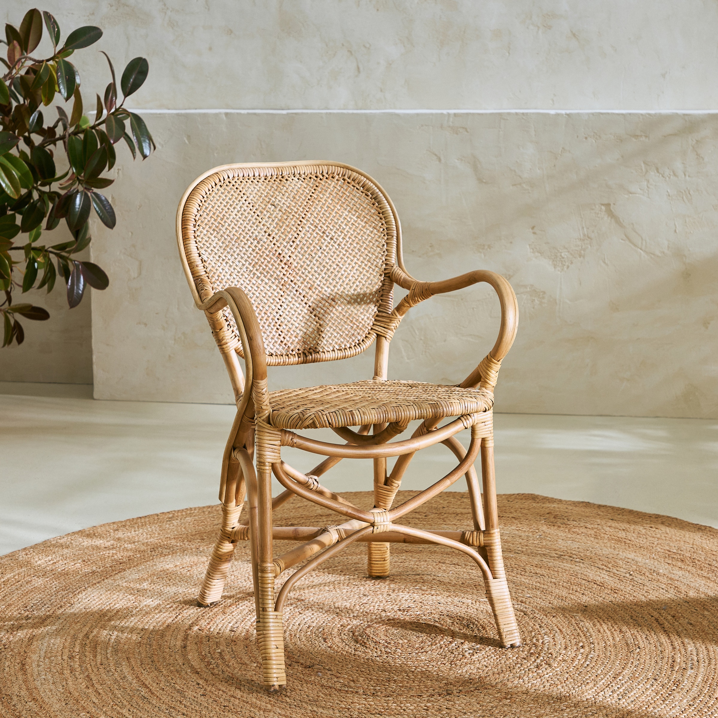 Cadeirão de mesa de rotim Ogan Natural-1