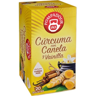infusión de cúrcuma con canela y vainilla ideal  para Golden Milk estuche 20 bolsitas - Pompadour
