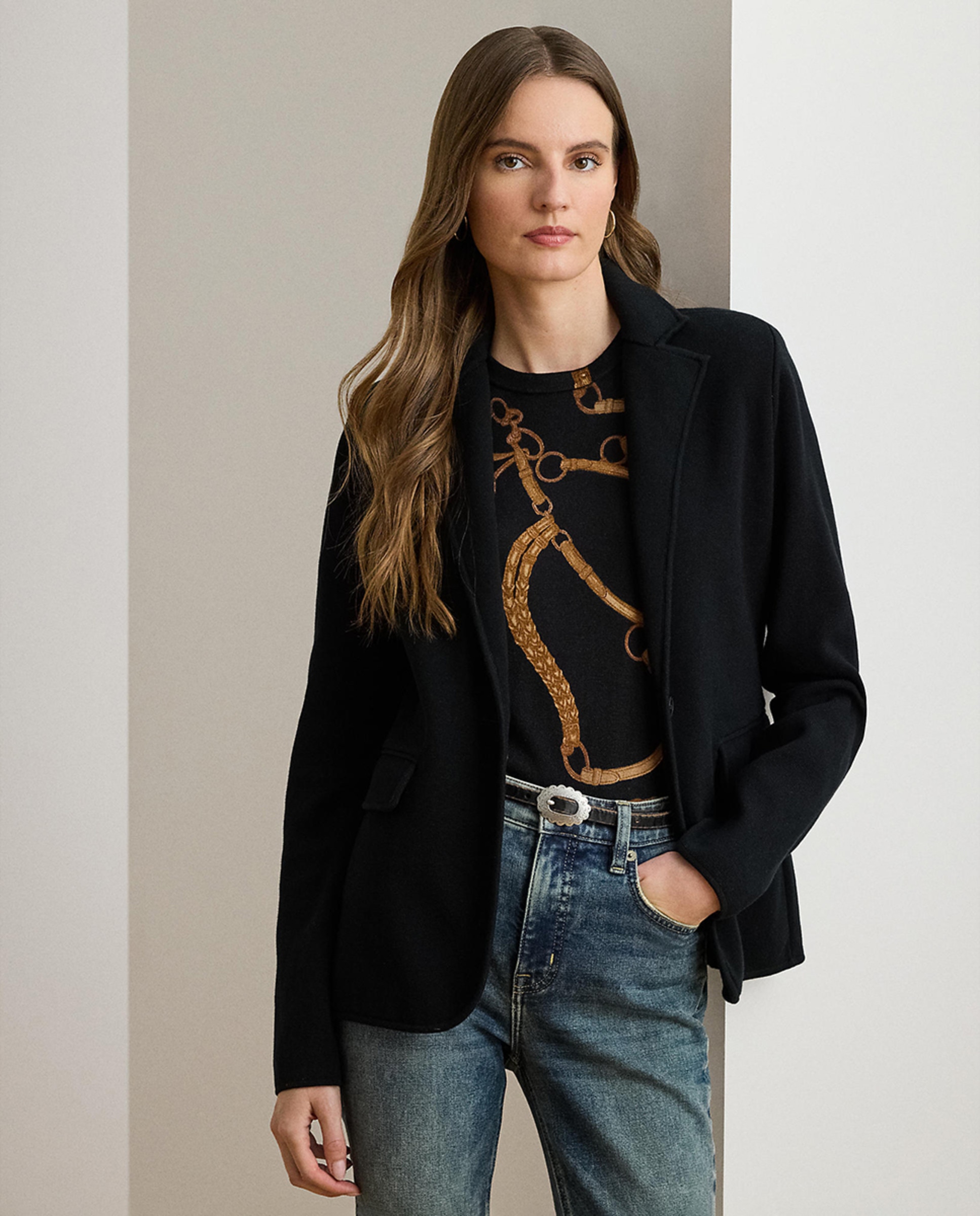 Blazer de Algodão com Abotoadura Simples Preto-1