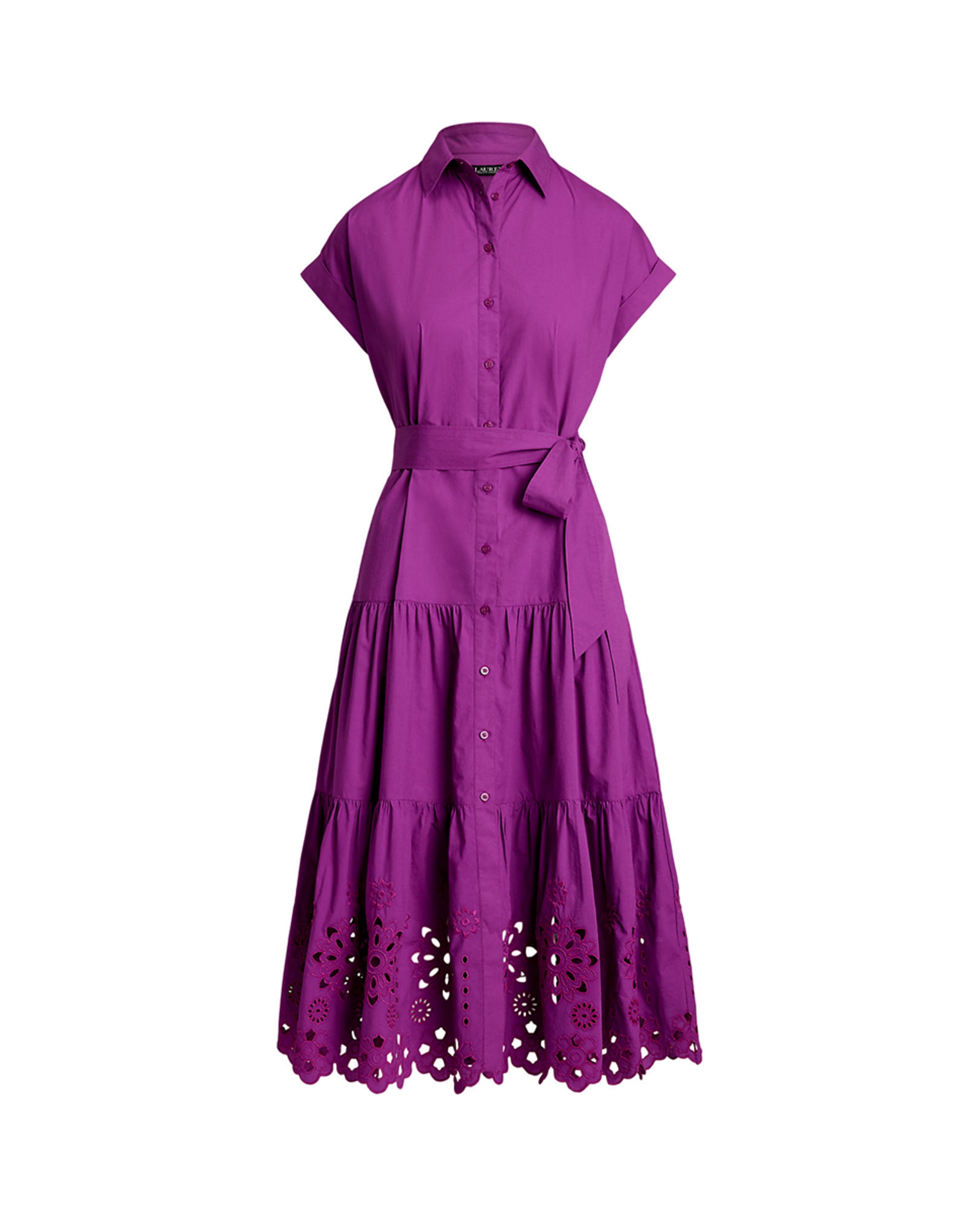 Vestido Camiseiro com Folhos e Cinto Roxo-6