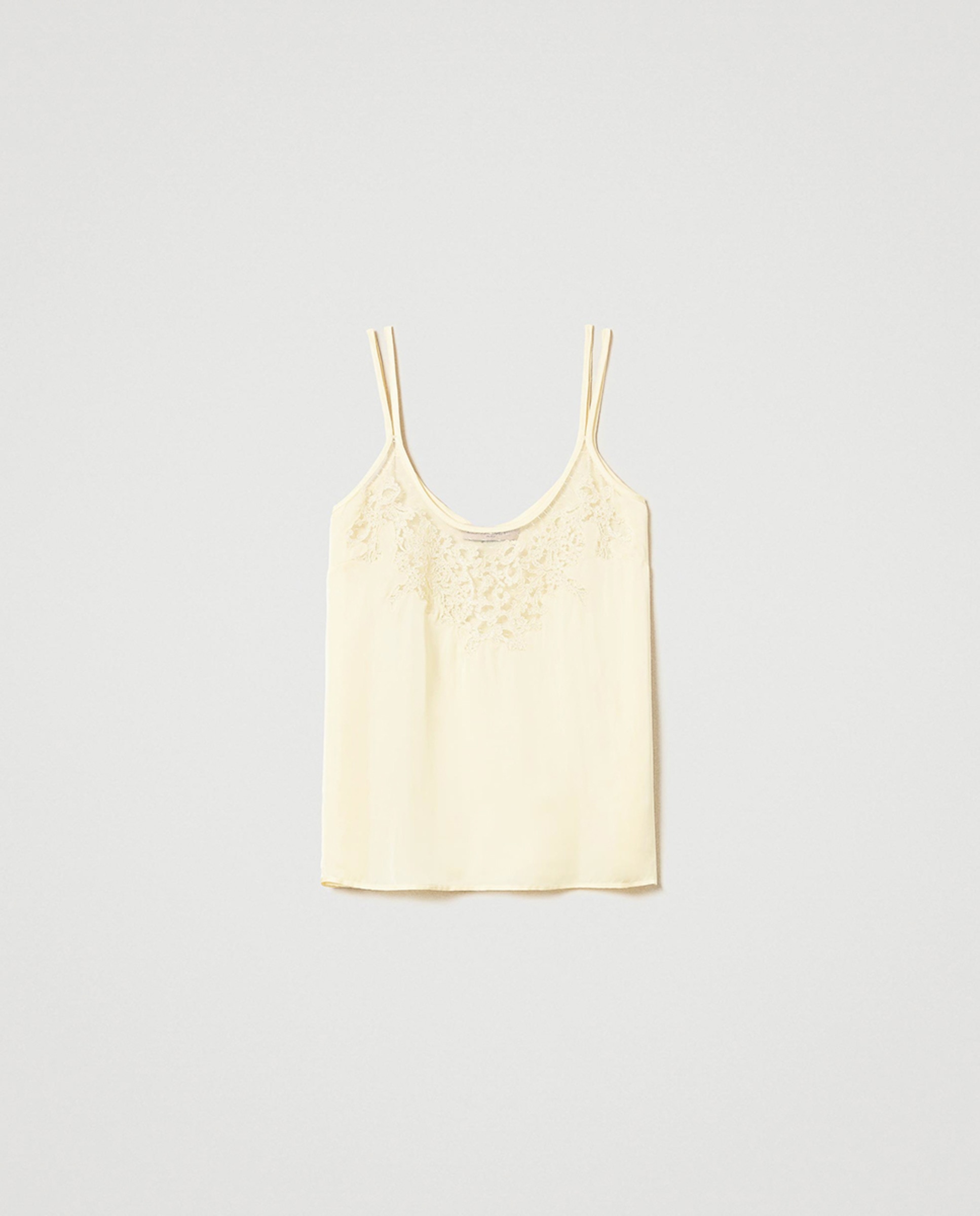 Top de Cetim com Bordado Amarelo-4