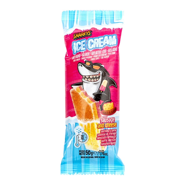 Imagen 0 de Snack helado para perros adultos sabor salchicha y queso Snackys 50g
