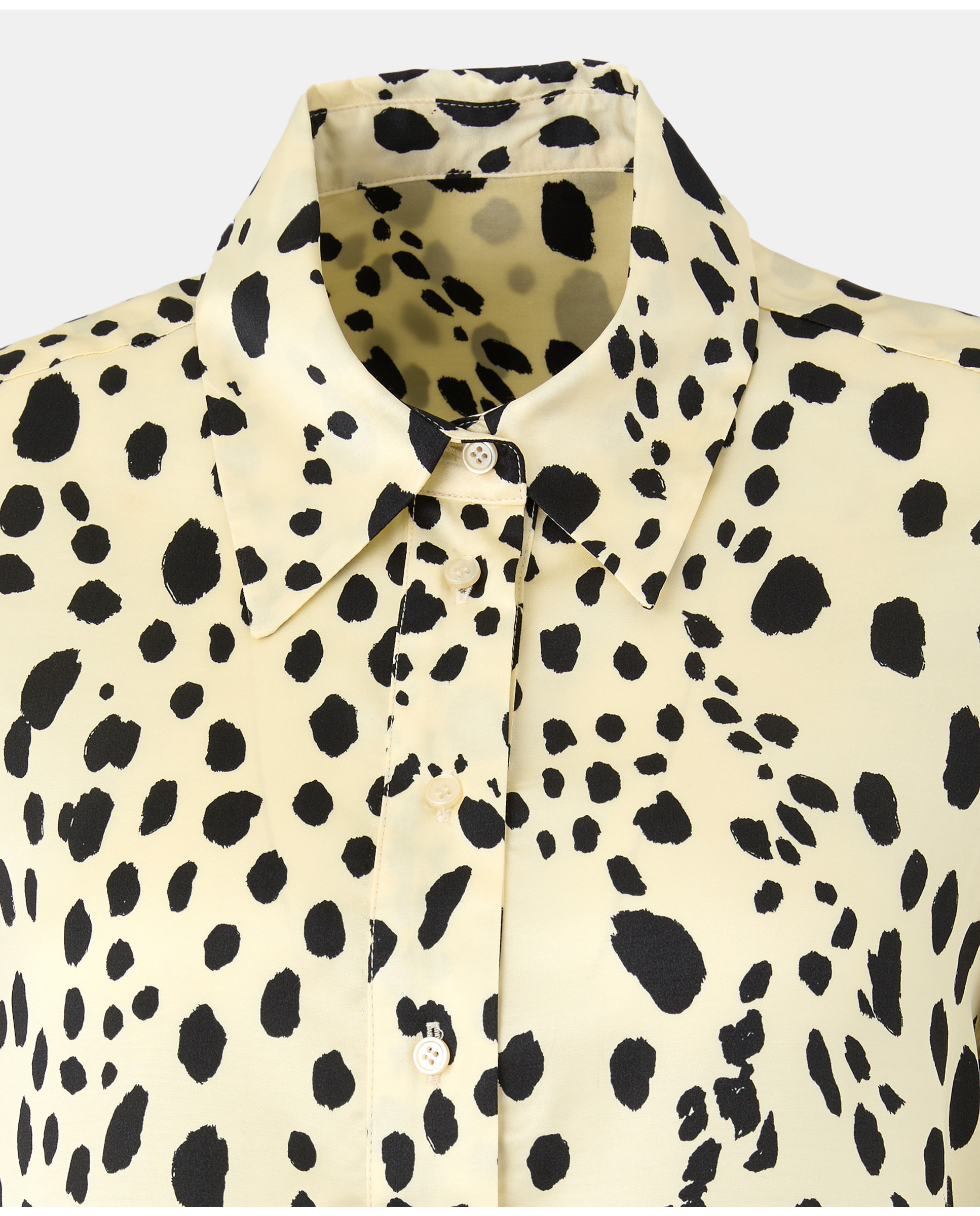 Blusa de Cetim Estampada com Manga Comprida Preto-5